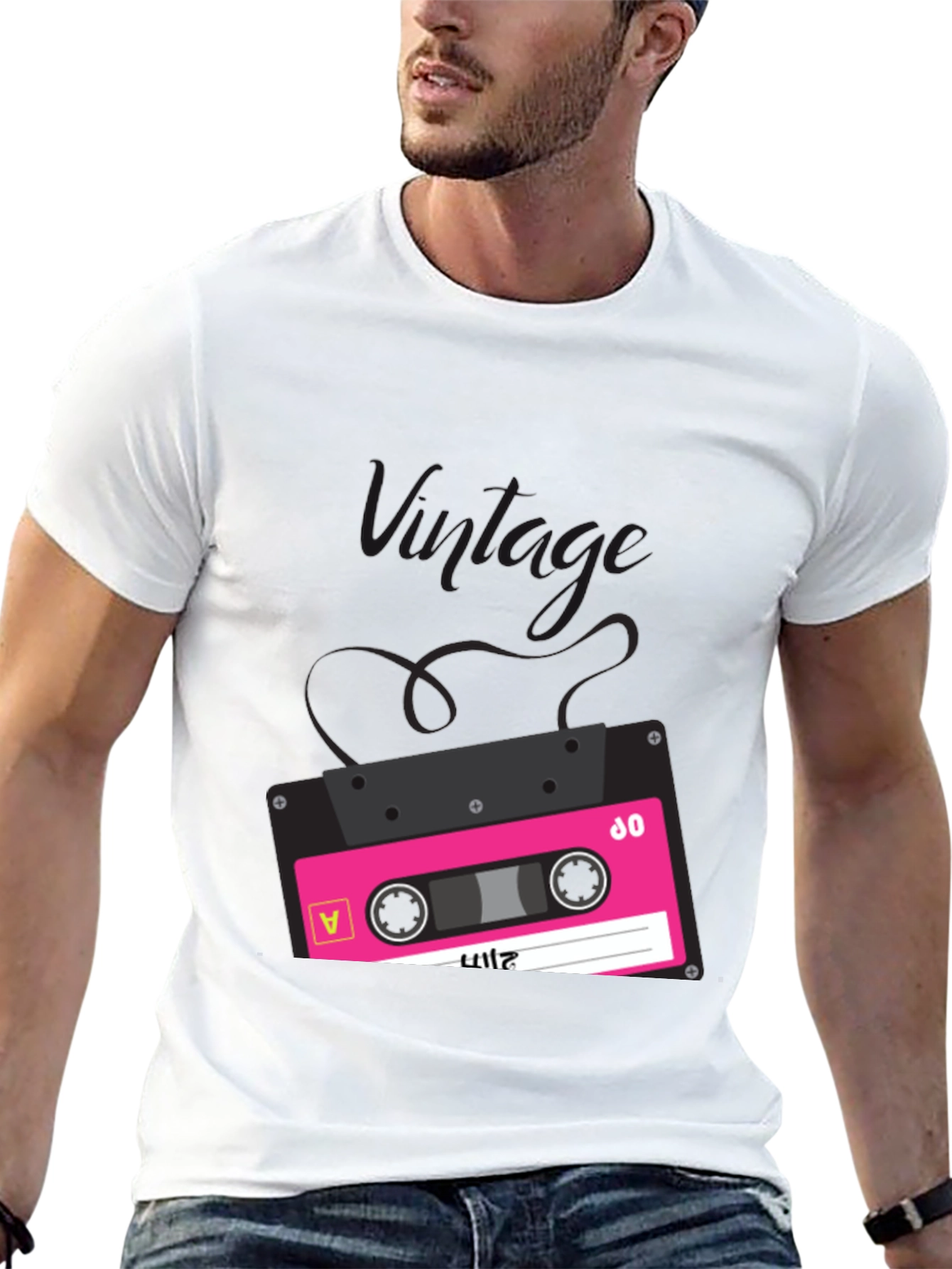 Retro Cassette Tape Graphic Tee - Black