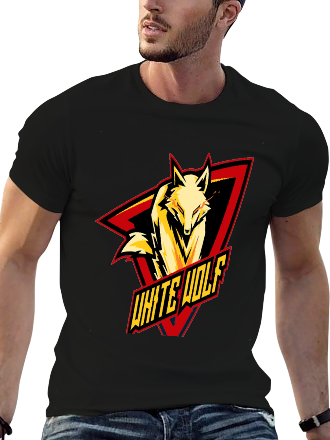 White Wolf Graphic T-Shirt - Black