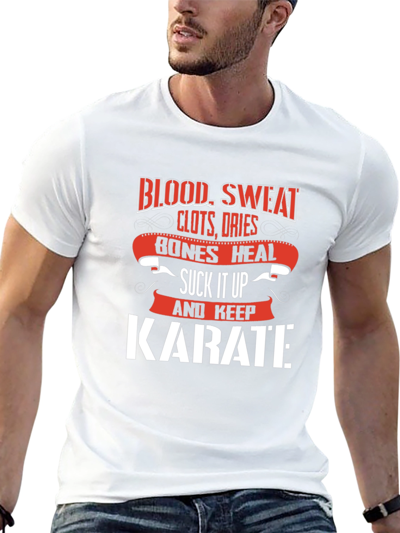 Karate T-Shirt: Blood Sweat and Bones Graphic Tee