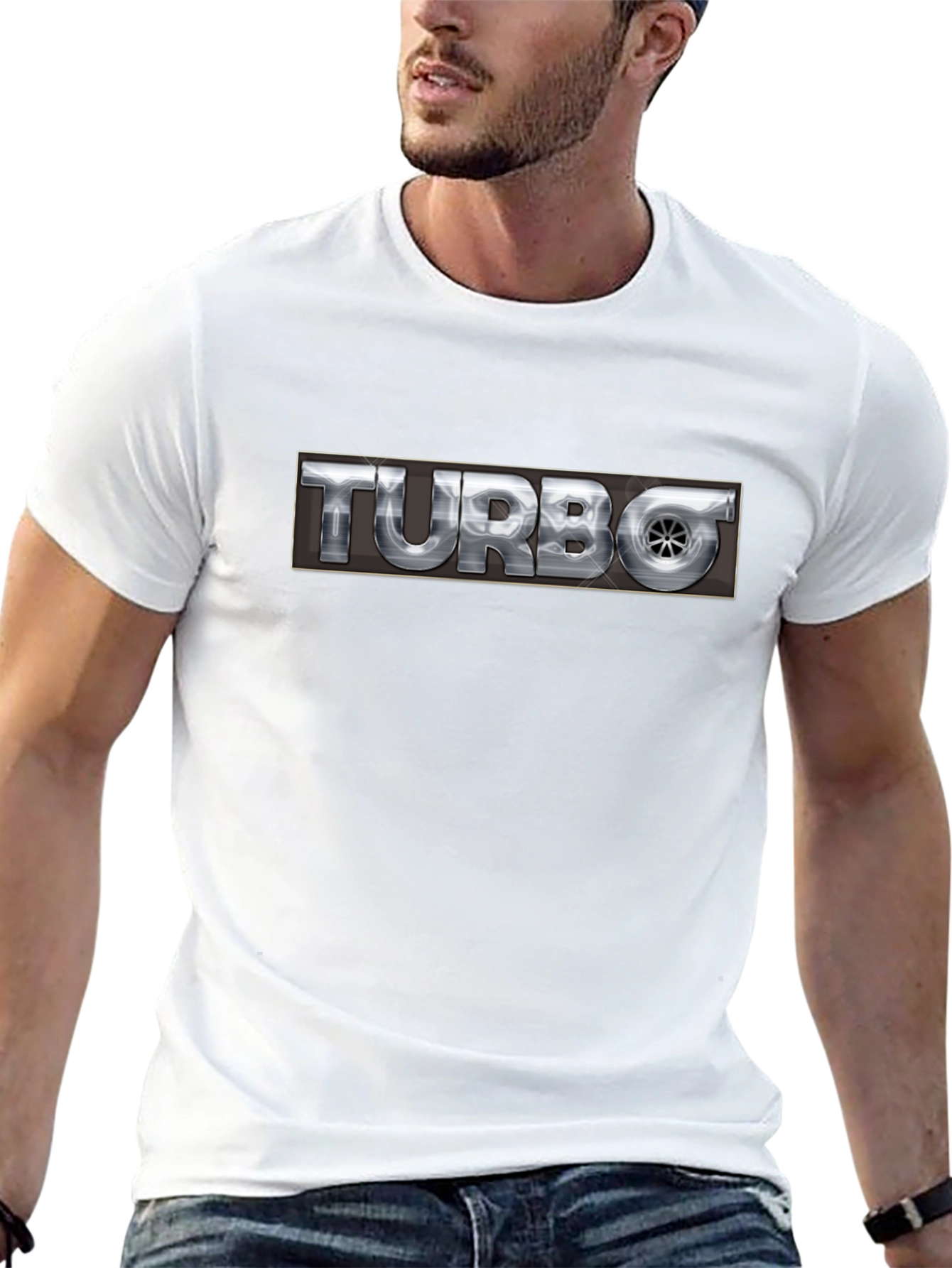 Turbo Graphic Print Black T-Shirt