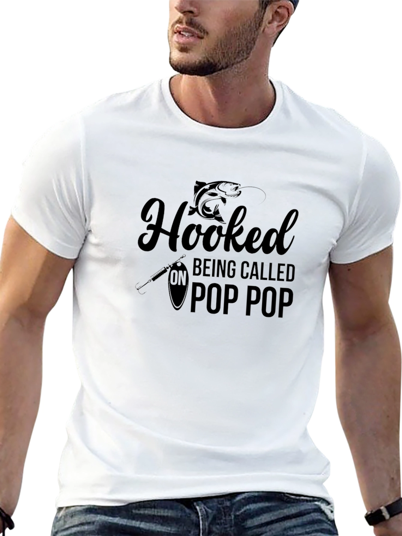 Hooked On Pop Pop Black Graphic Tee