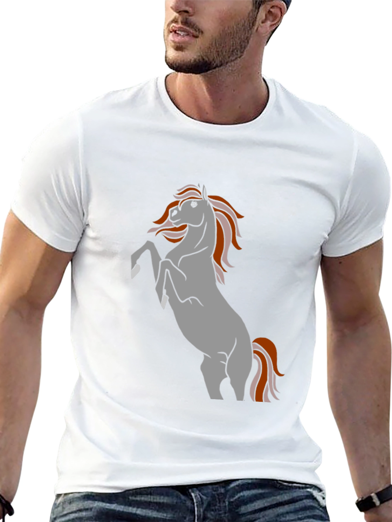 Black T-Shirt with Horse Graphic
