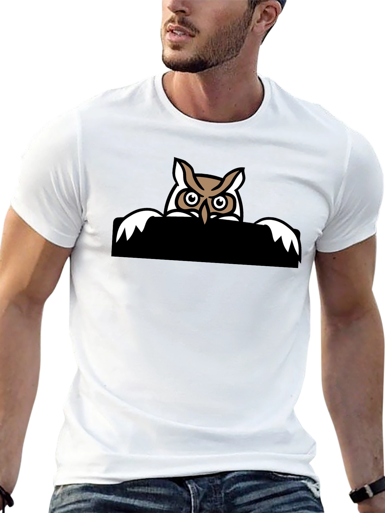 Cool Owl Graphic Tee - Black Cotton T-Shirt