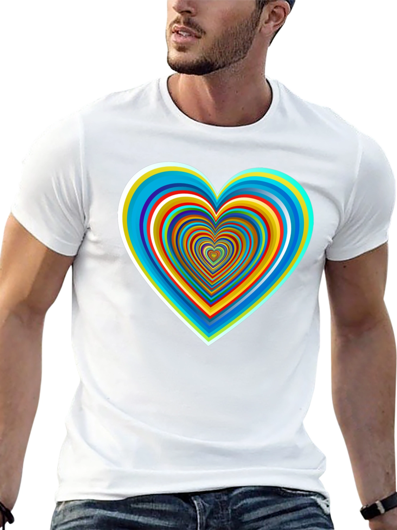 Retro Heart Graphic Tee - Black Cotton Blend Shirt