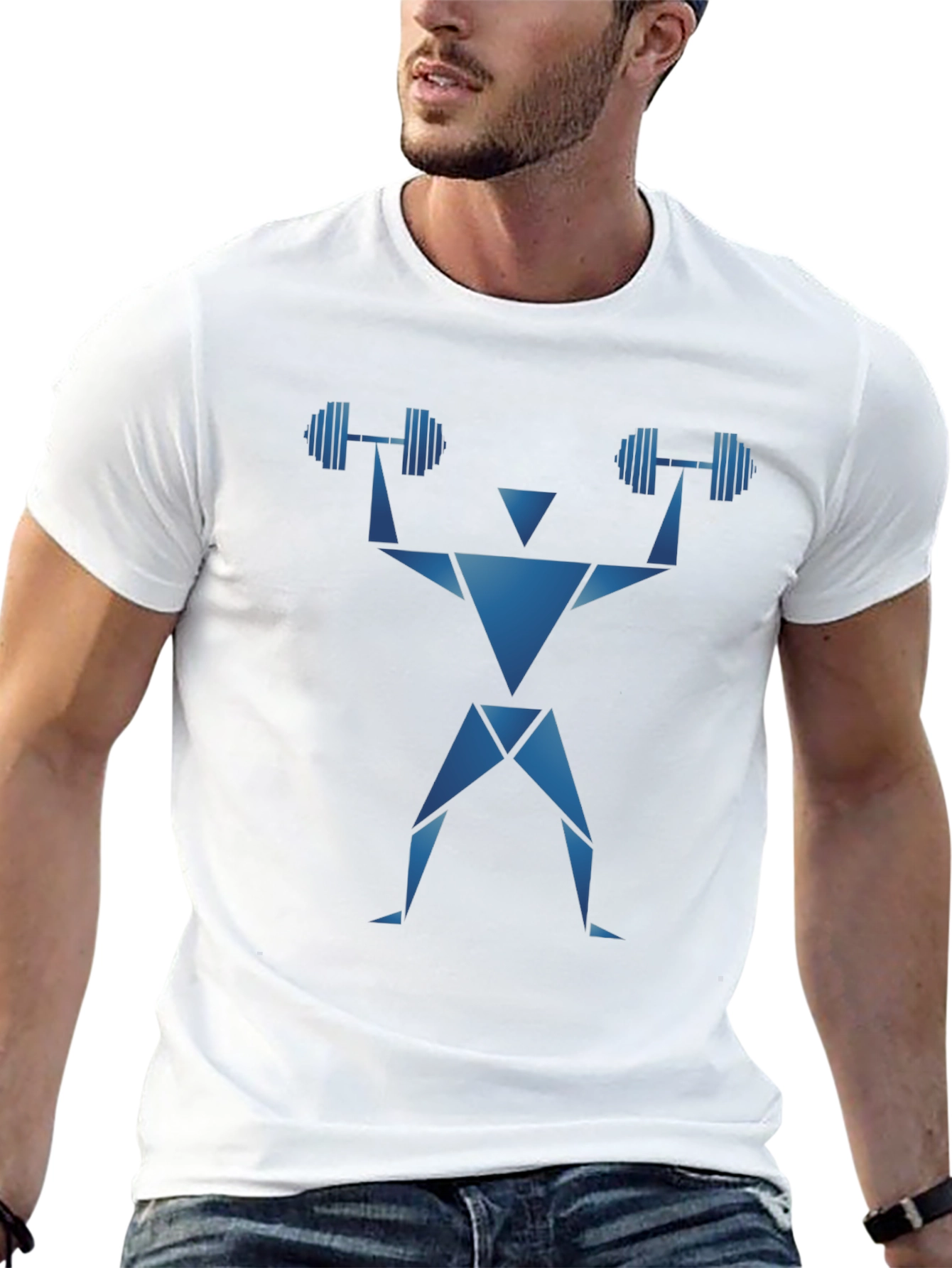 Geometric Workout T-Shirt - Weightlifting Design