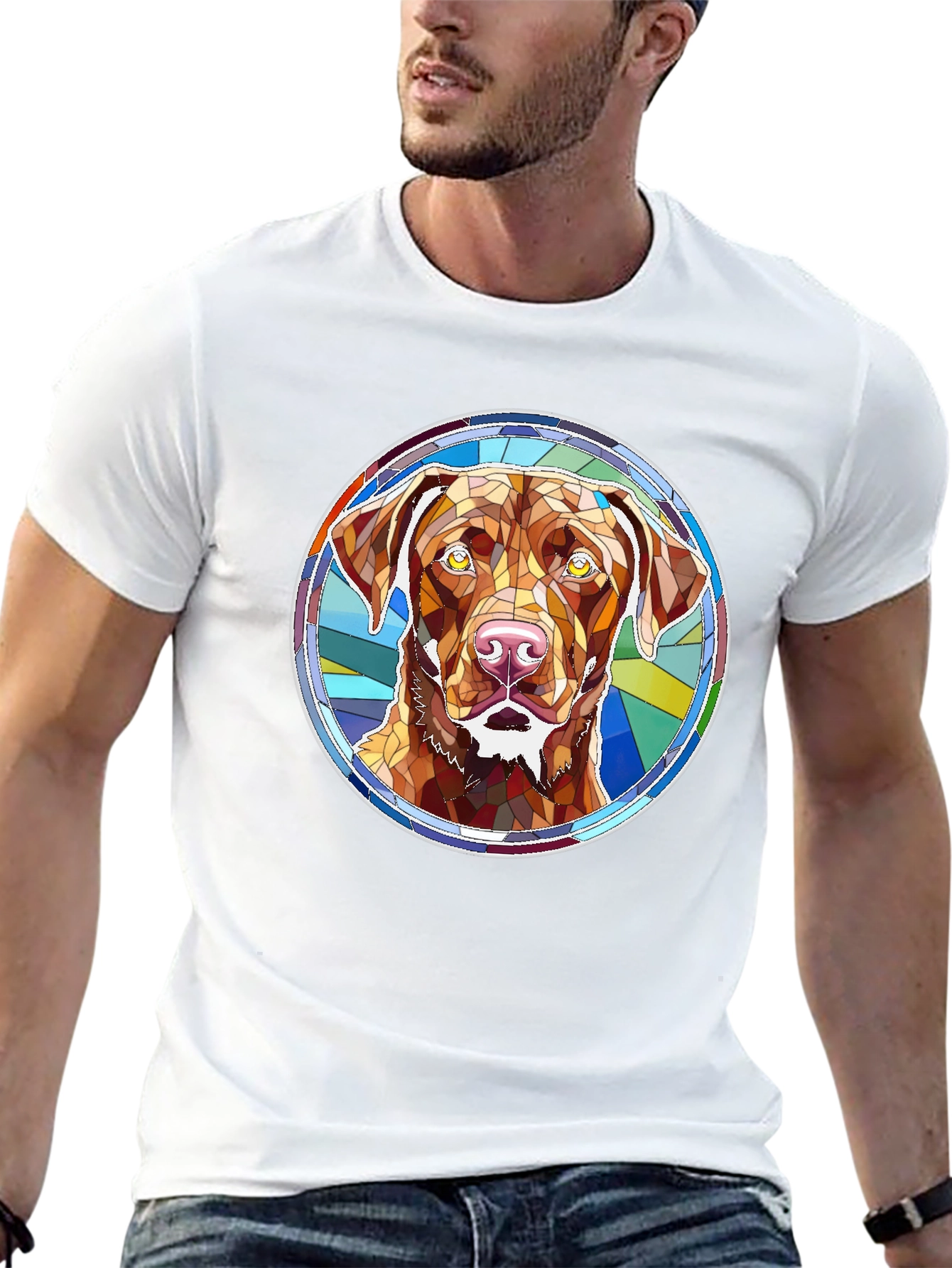Dog Breed Stained Glass Style Graphic Tee