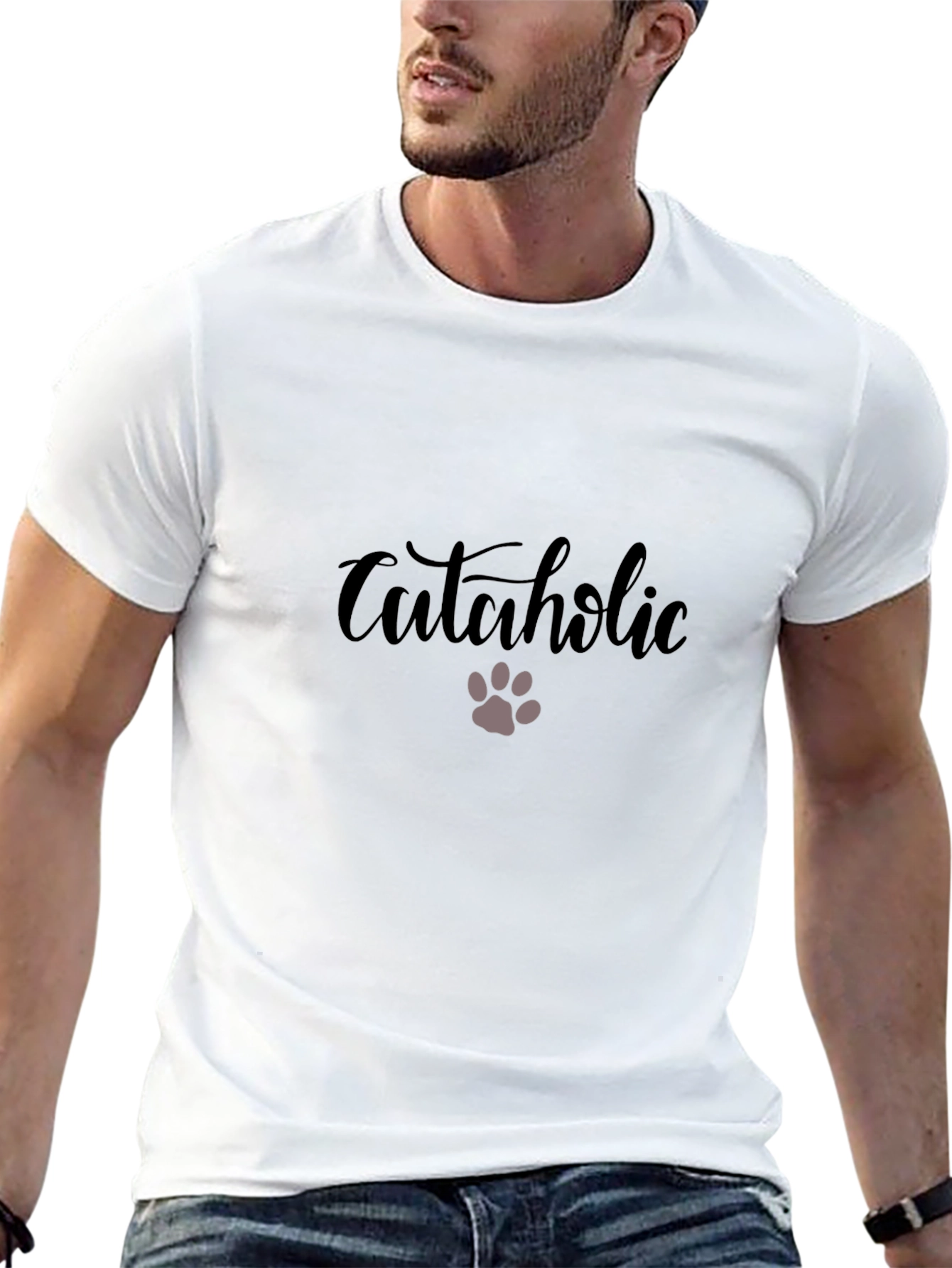 Cataholic Graphic T-Shirt - Black Casual Wear