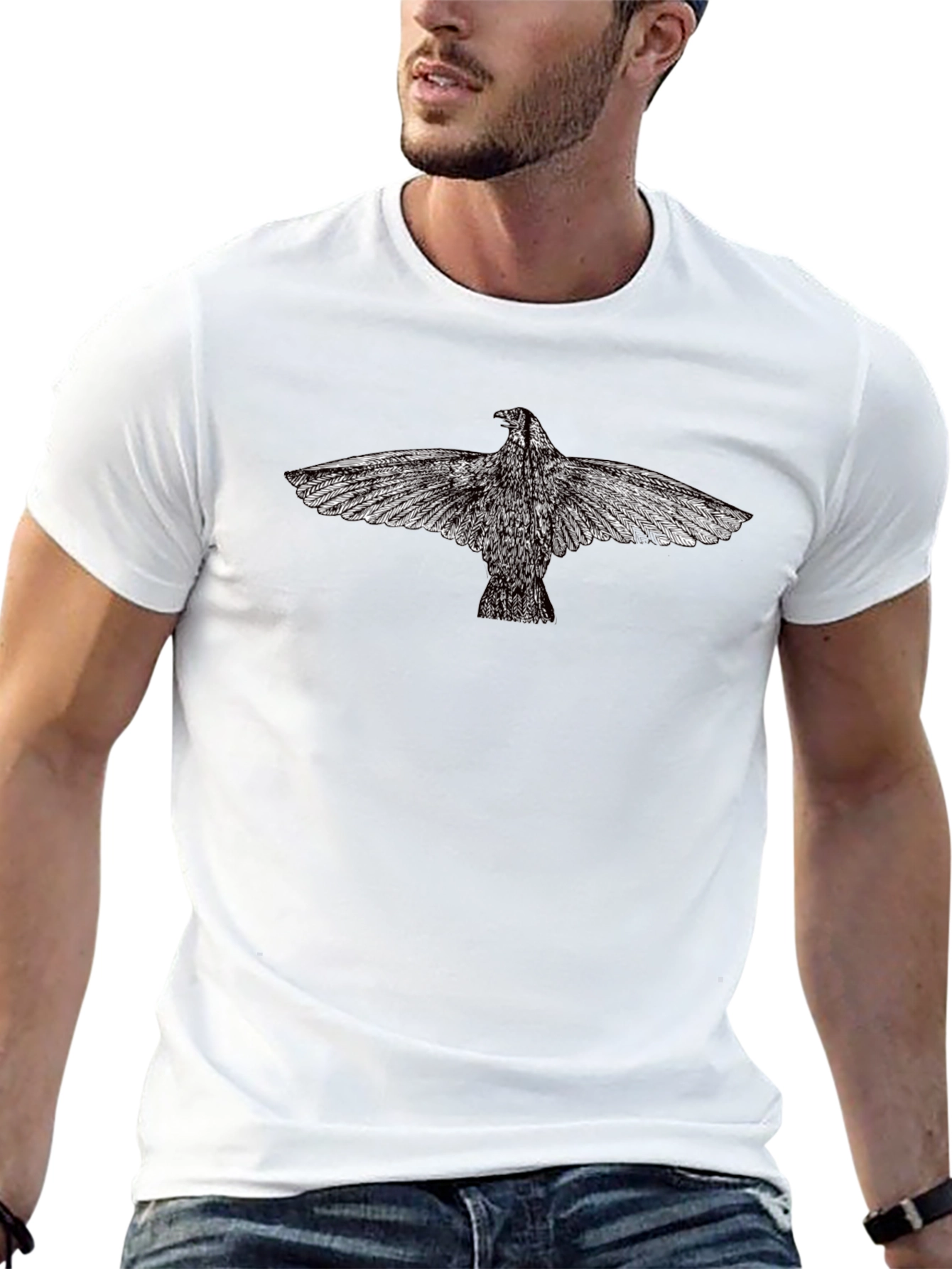 Black Bird Print Tee - Graphic T-Shirt