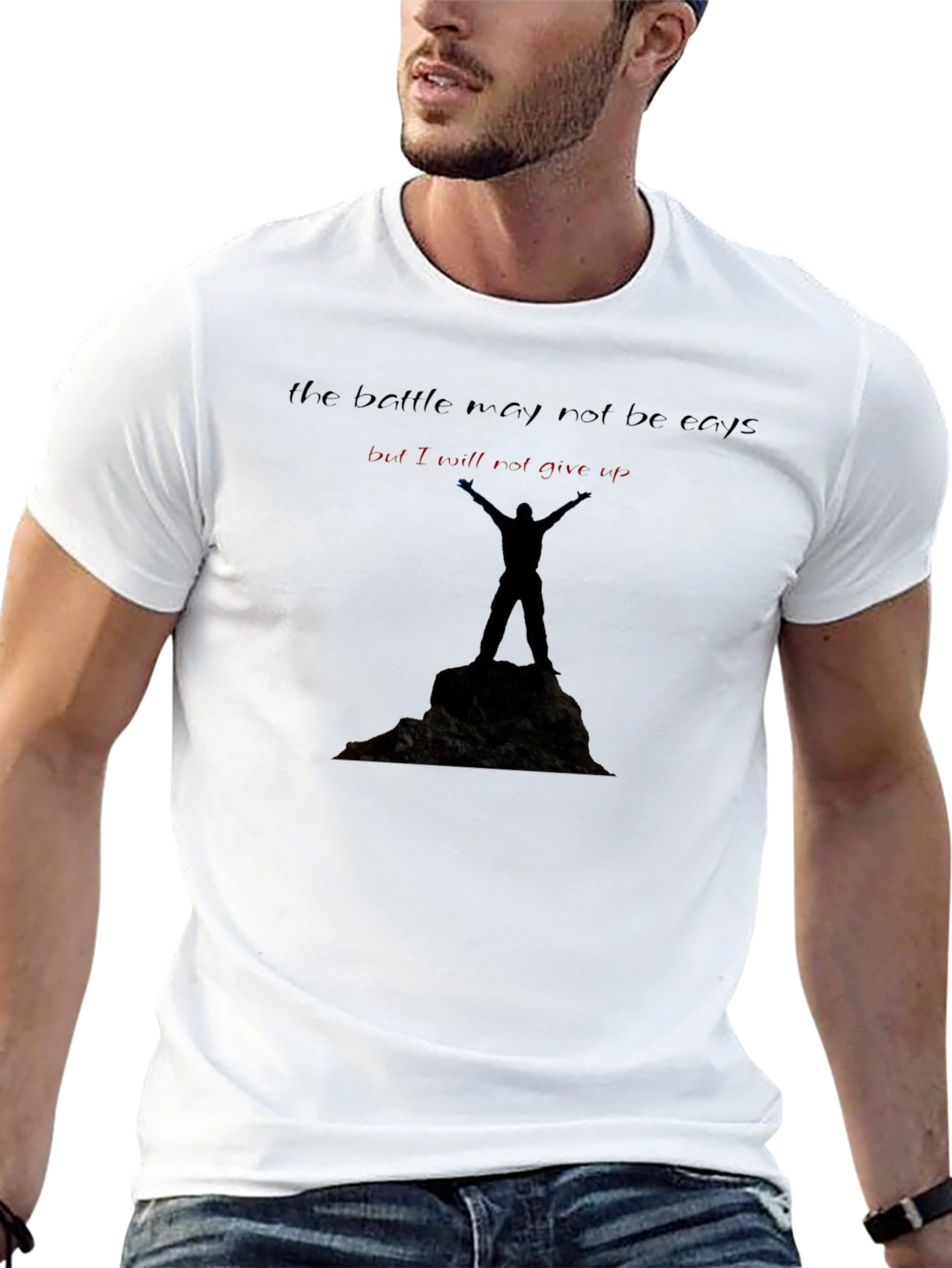 Motivational Graphic T-Shirt: Never Give Up!