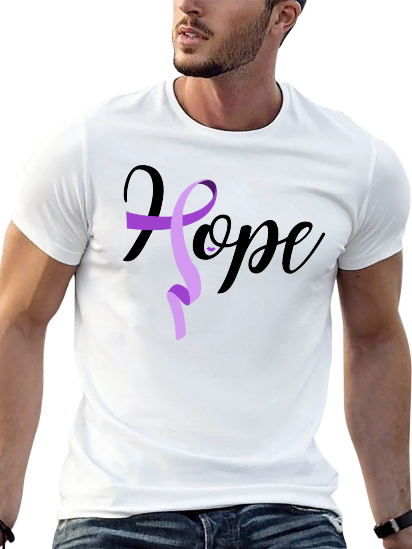 Hope Ribbon Graphic T-Shirt - Black