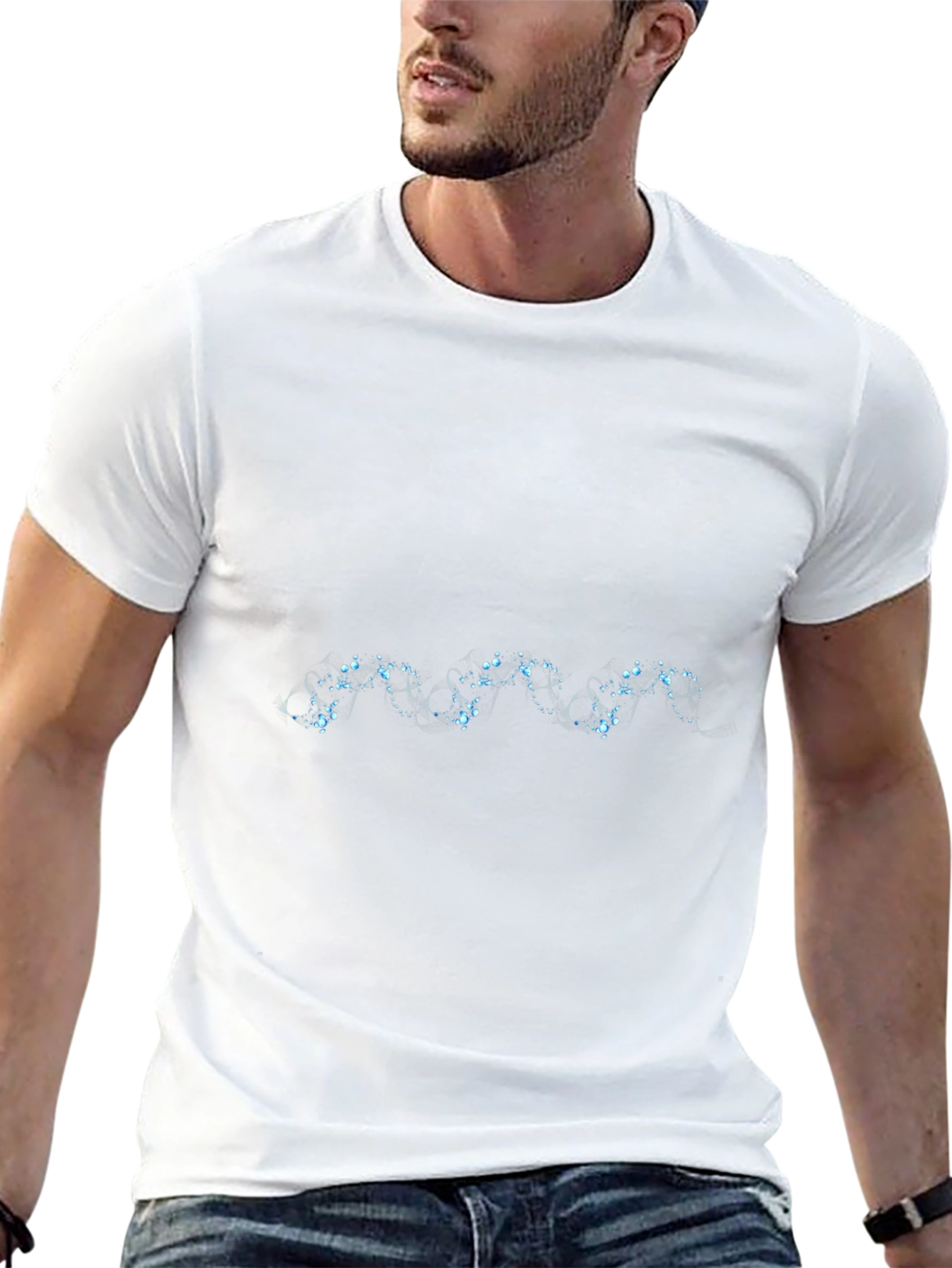 Mens Black T-Shirt with Abstract Blue Design