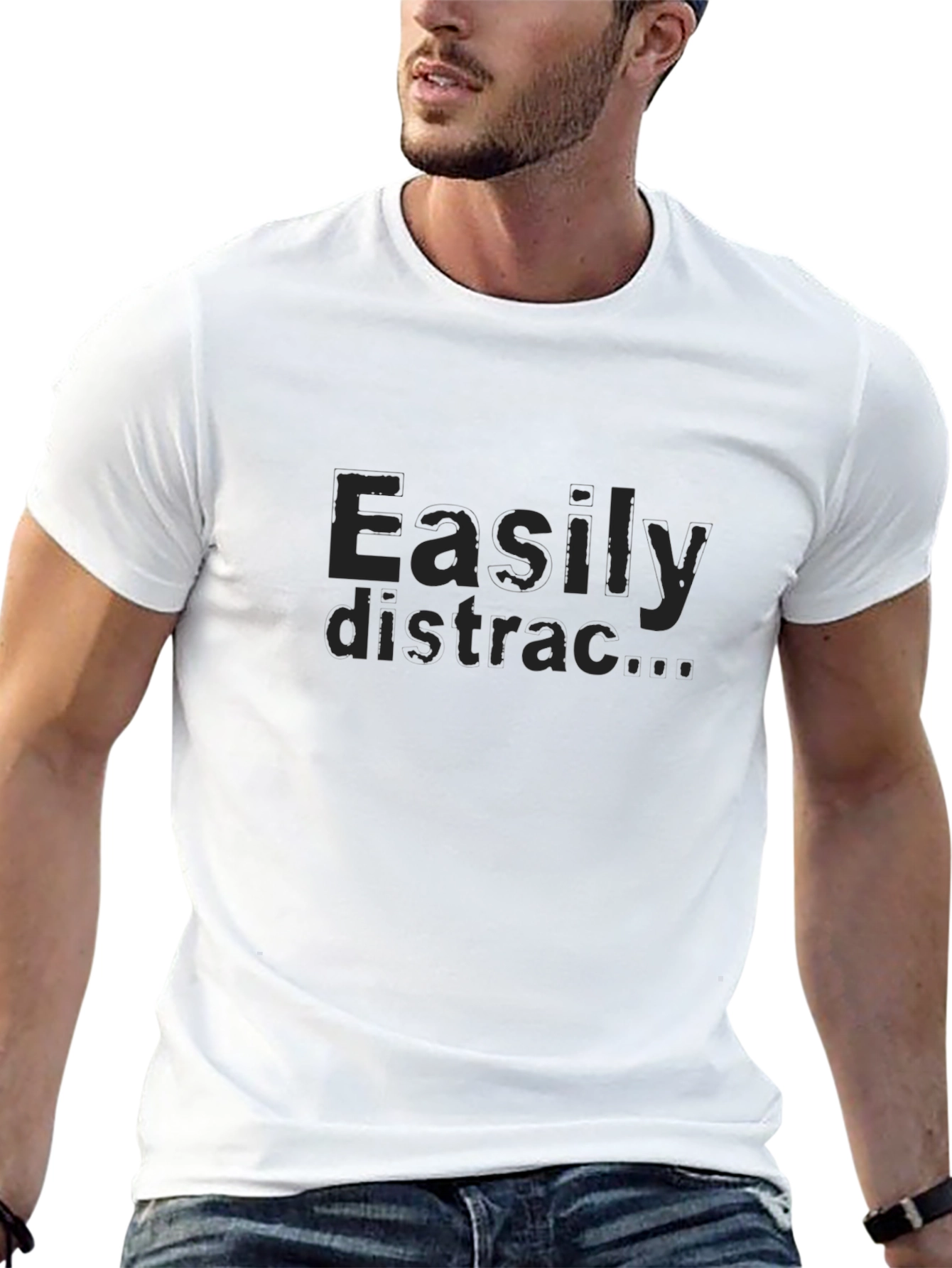 Easily Distracted Graphic Tee - Black Cotton T-Shirt