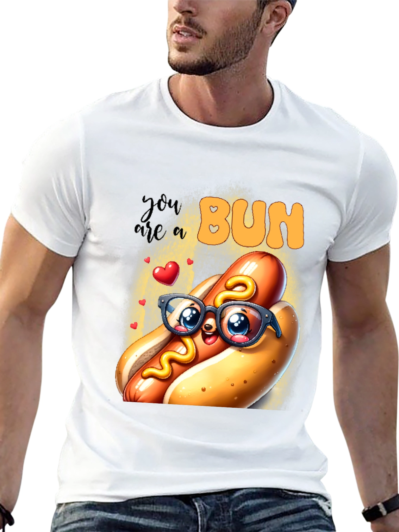 Cute Hotdog Graphic T-Shirt - You are a Bun
