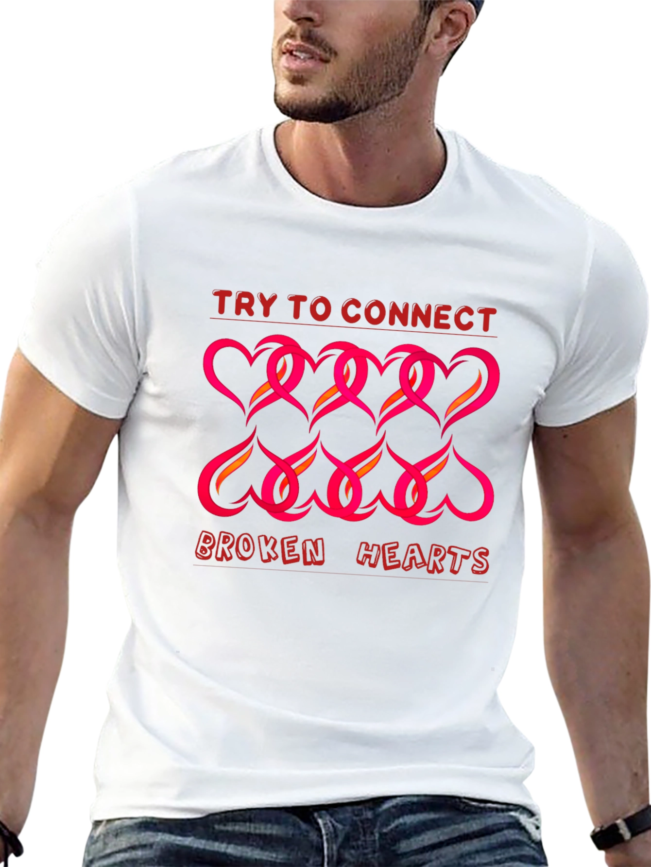 Try to Connect Broken Hearts Graphic T-Shirt