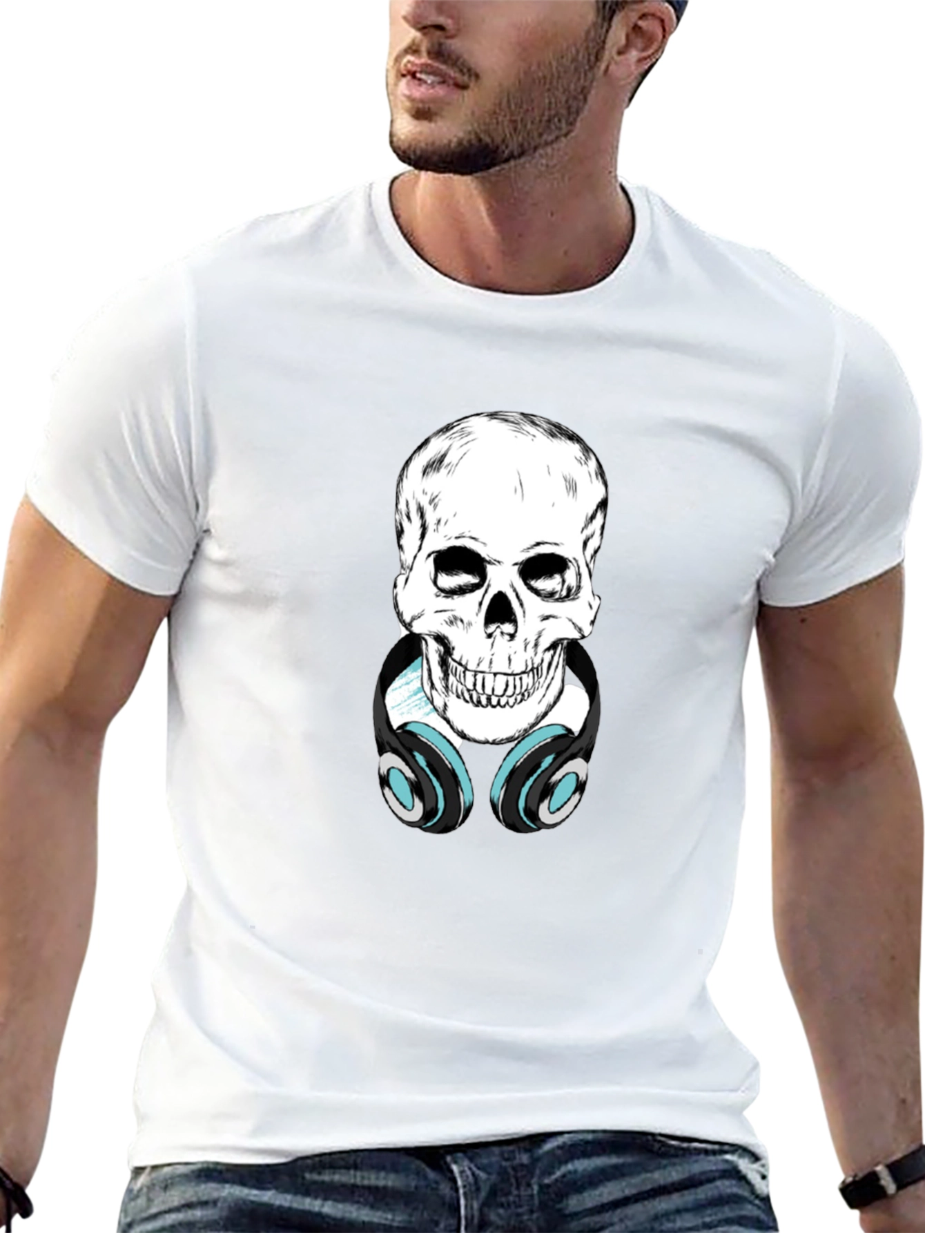 Skull with Headphones Graphic Tee