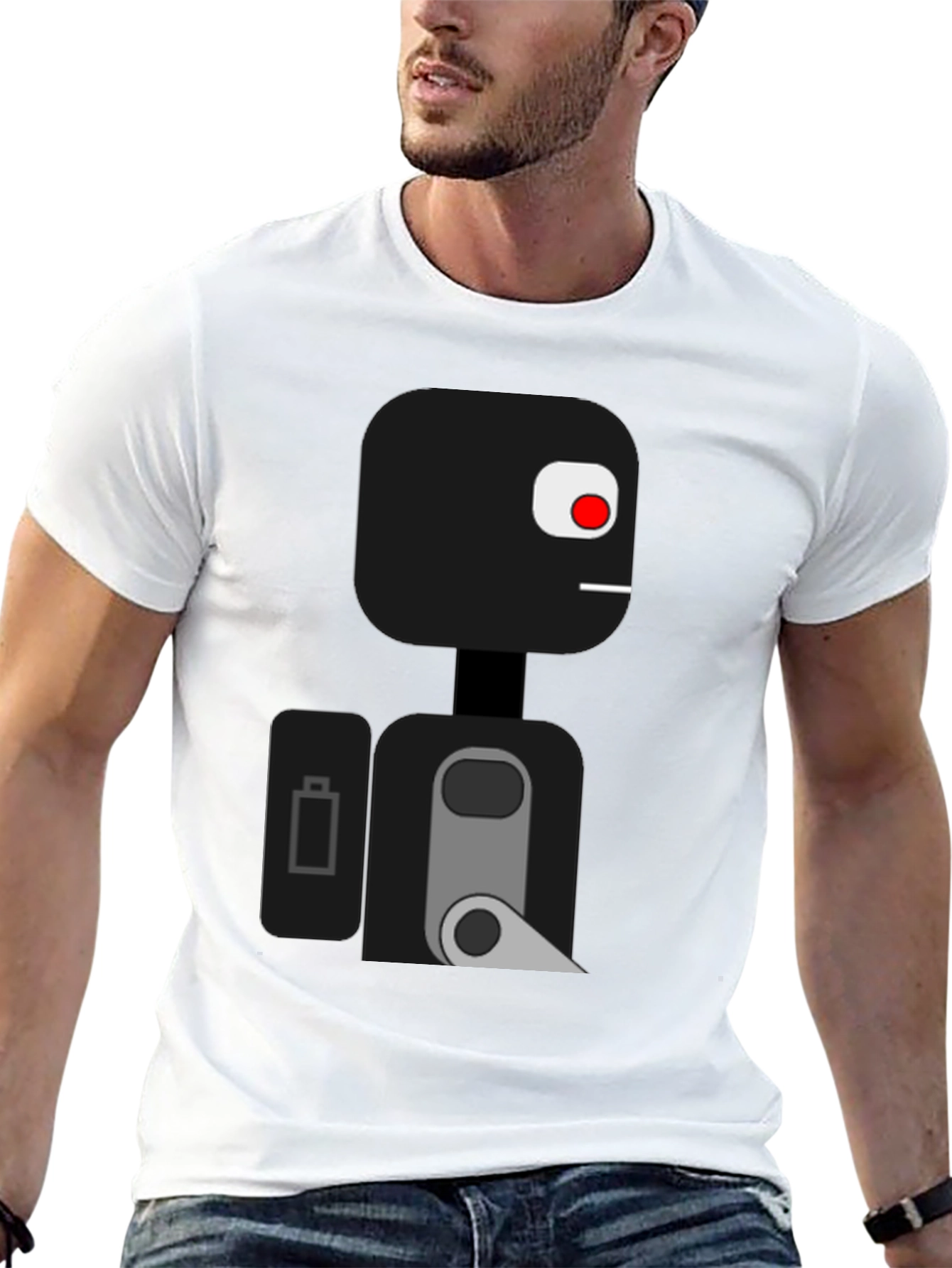 Geometric Robot Graphic Tee - Modern Design