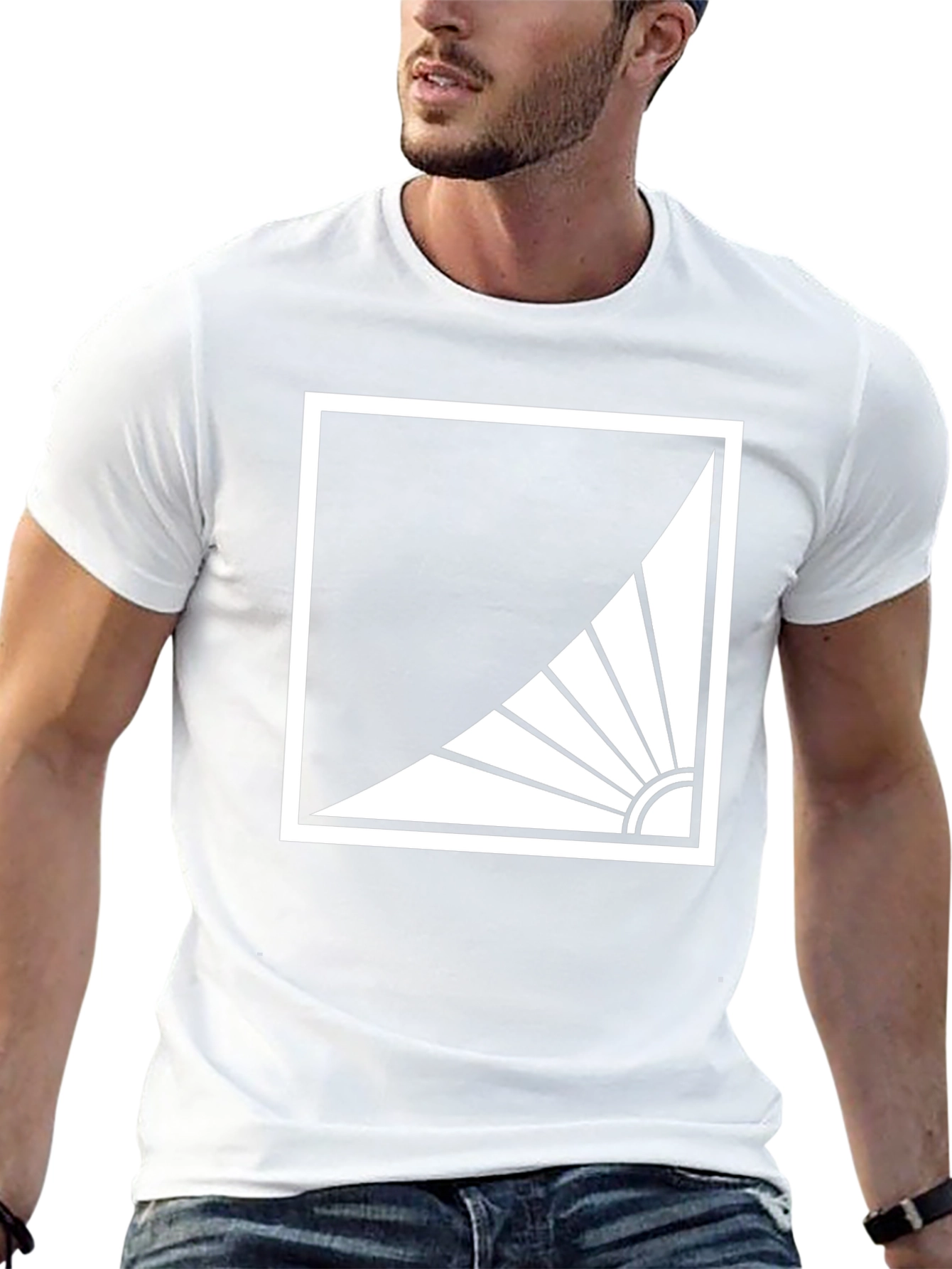 Modern Black T-Shirt with Abstract Sun Design