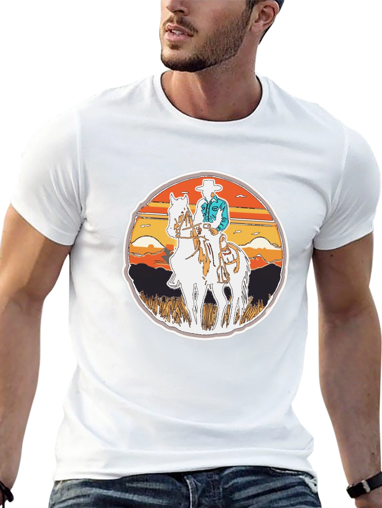 Cowboy Rider Graphic Tee - Western Style Shirt