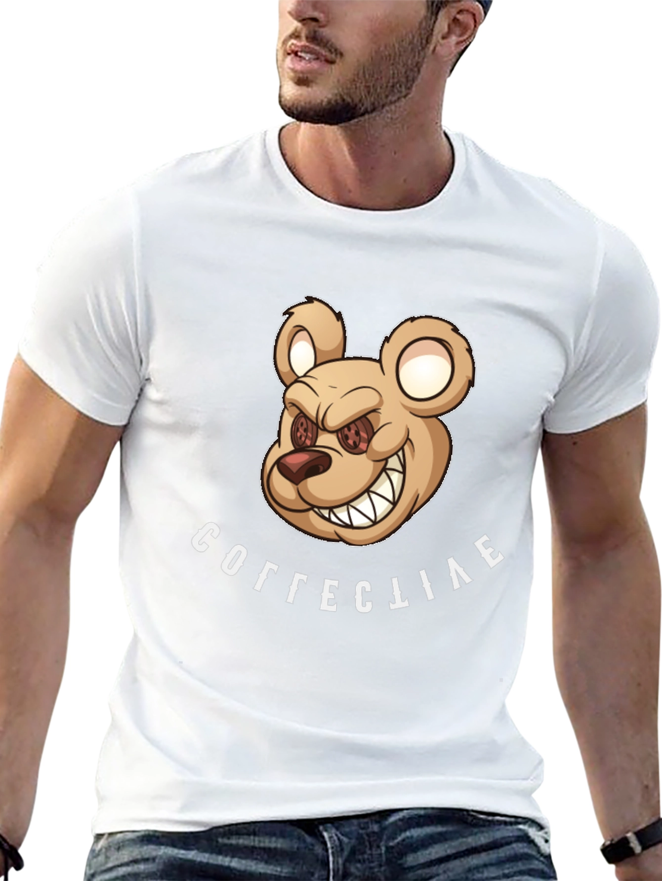 Mens Black T-Shirt with Bear Graphic