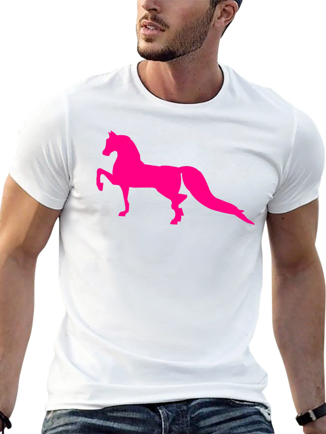 Mens Black T-Shirt with Horse Graphic