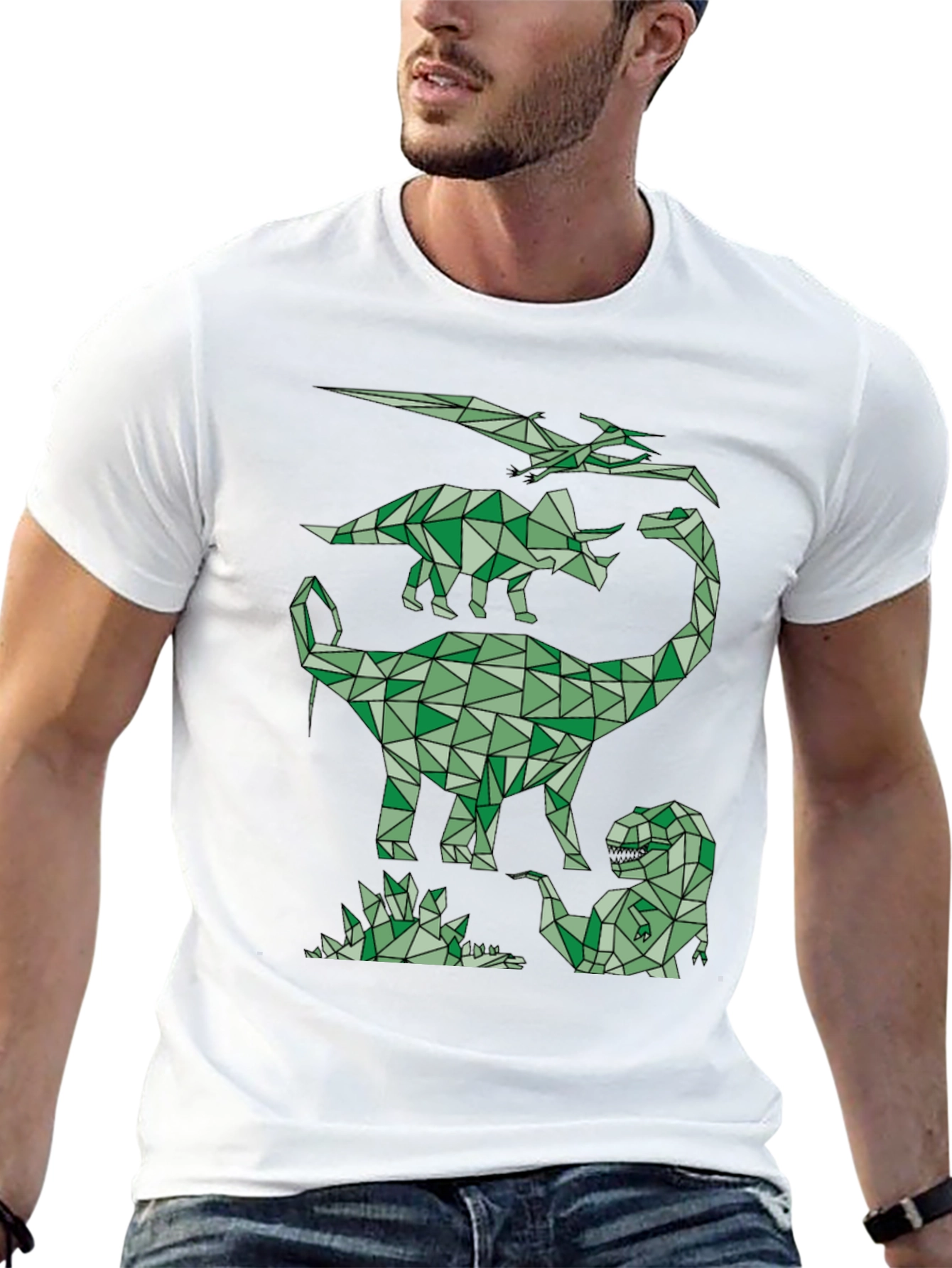 Geometric Dinosaur T-Shirt - Black
