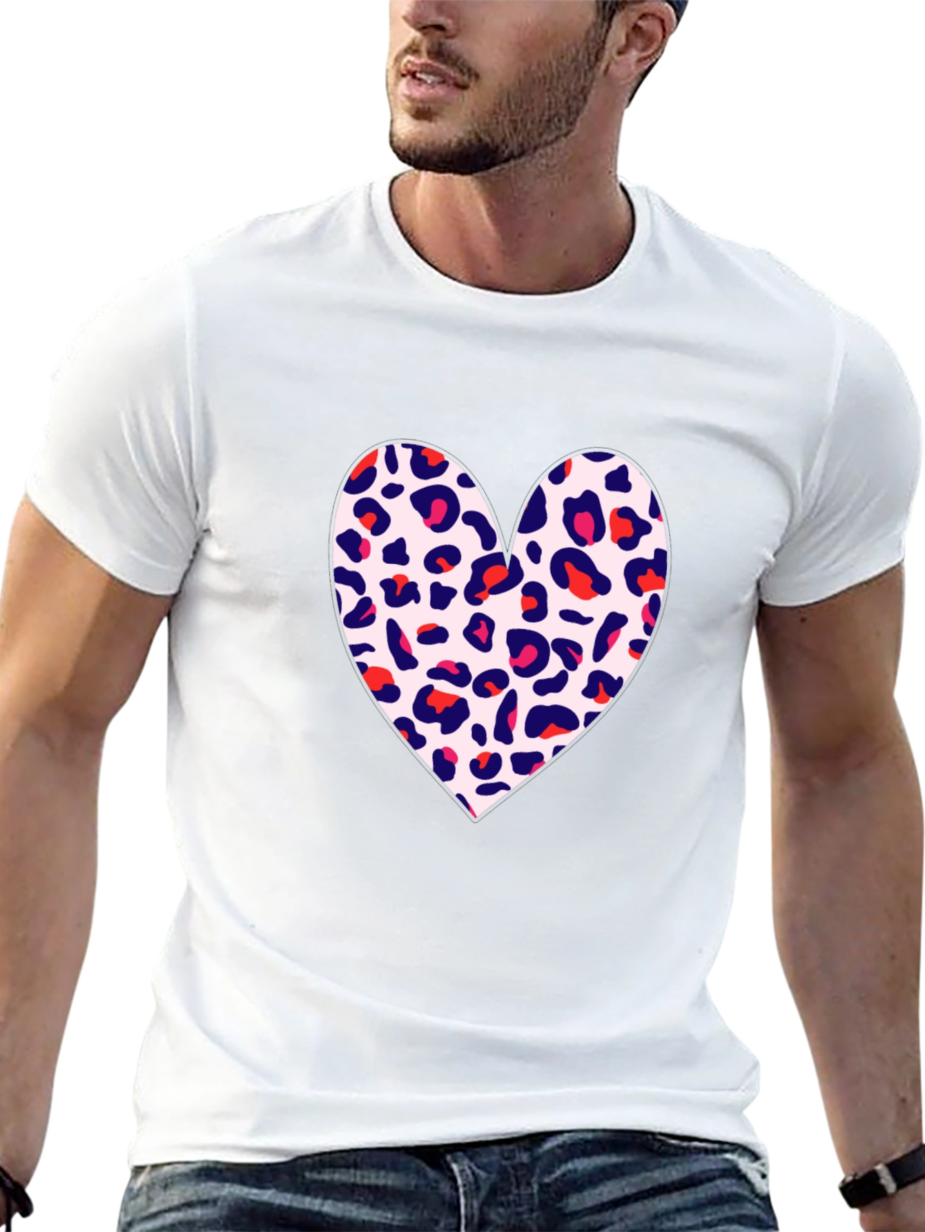 Leopard Heart T-Shirt - Stylish Black Tee