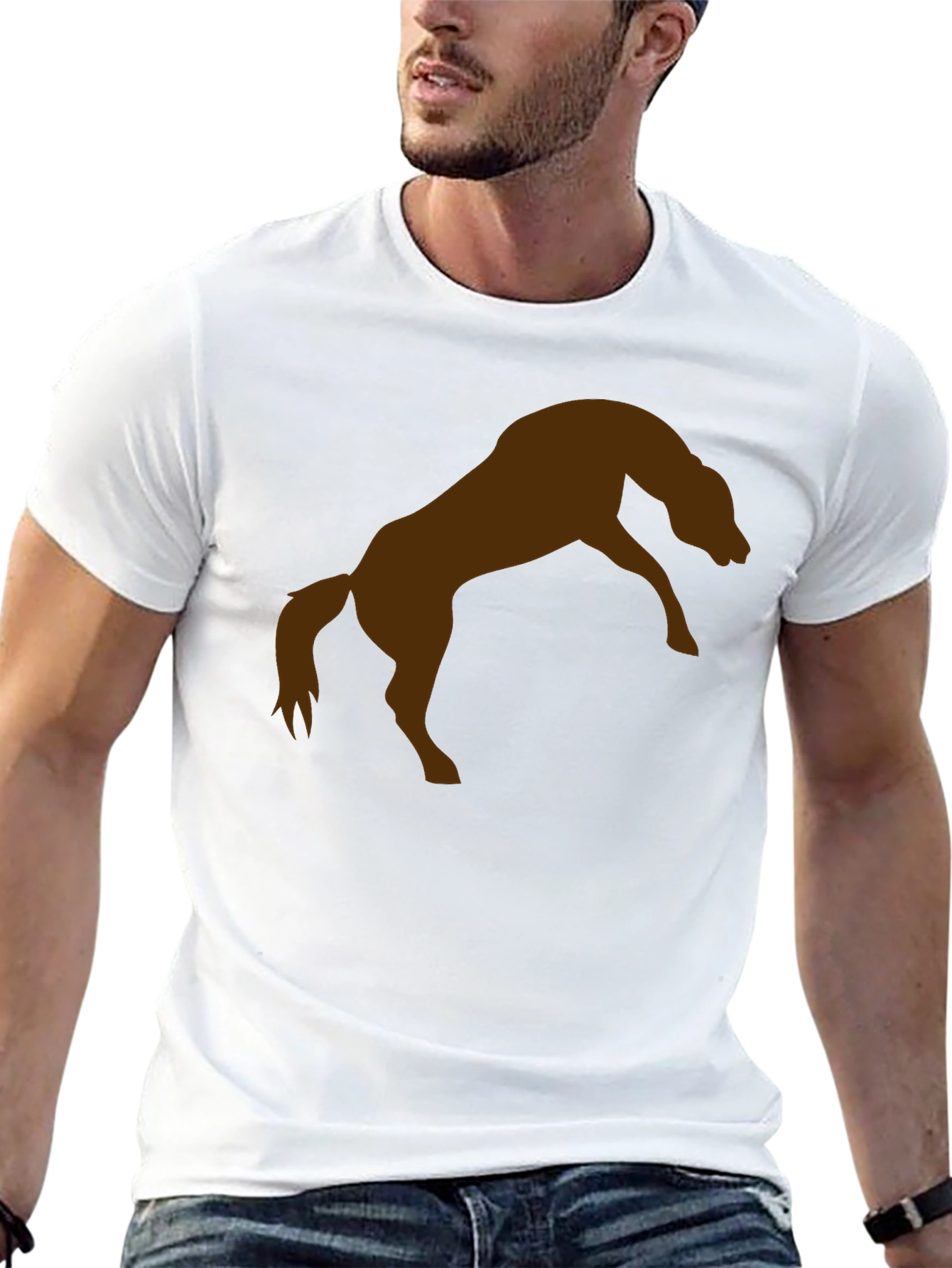 Black T-Shirt with Brown Horse Graphic Tee