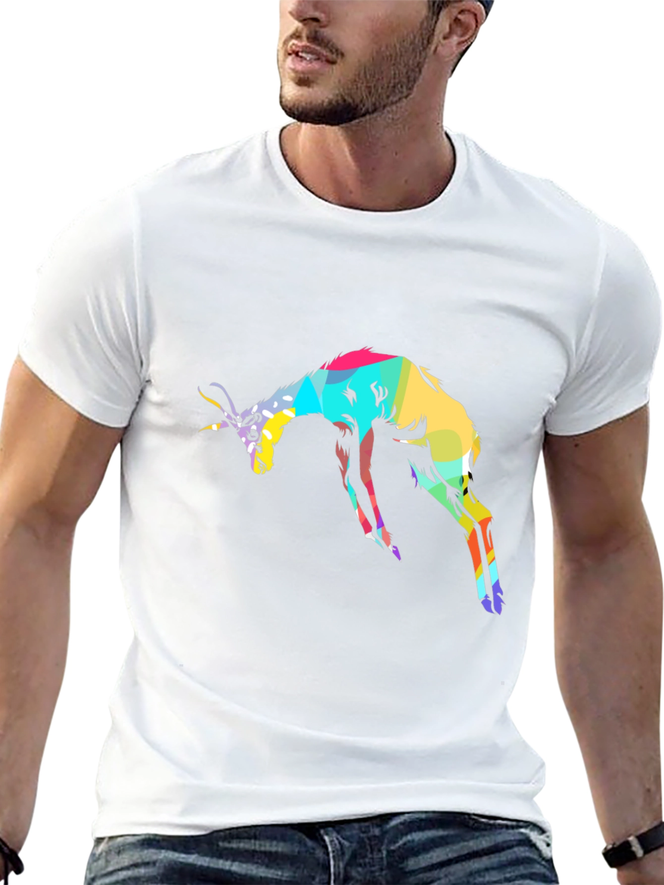 Abstract Antelope Graphic Black T-Shirt