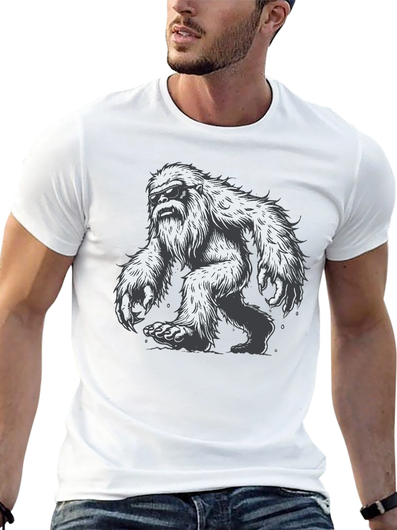 Cool Yeti Graphic Tee - Black Cotton Blend