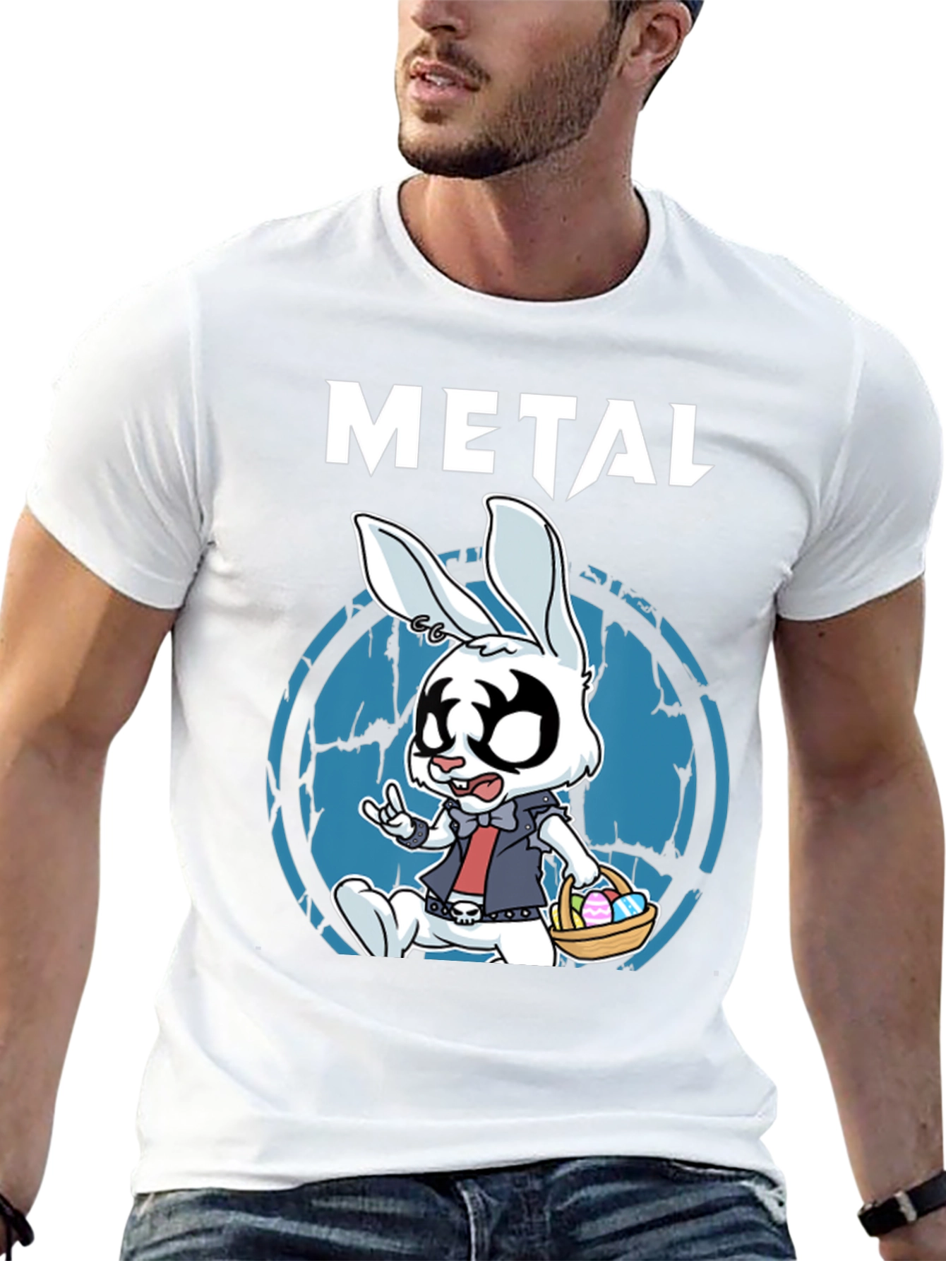 Metal Bunny T-Shirt - Rocker Easter Design