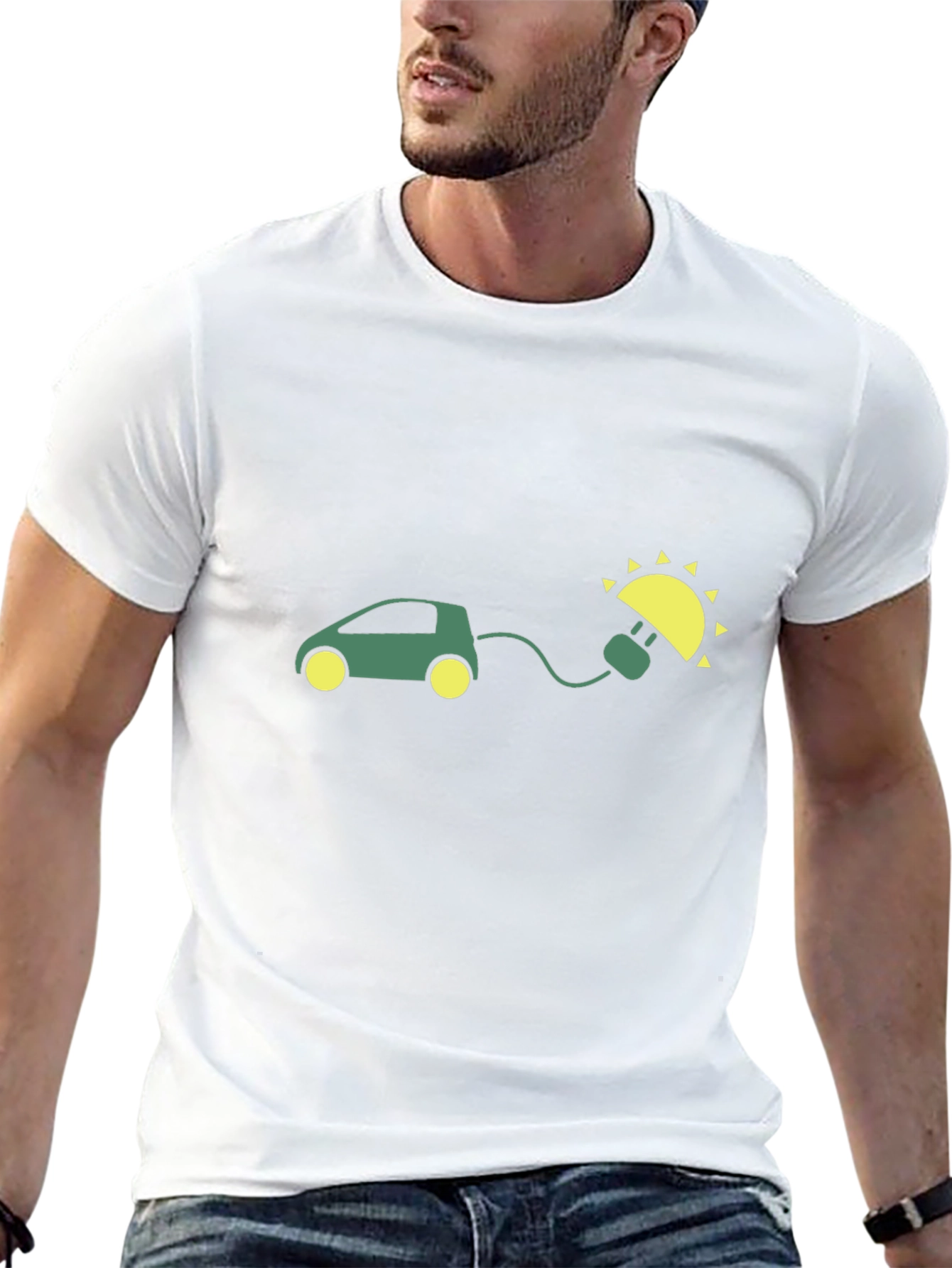 Electric Car & Solar Plug T-Shirt - Eco-Friendly Fashion