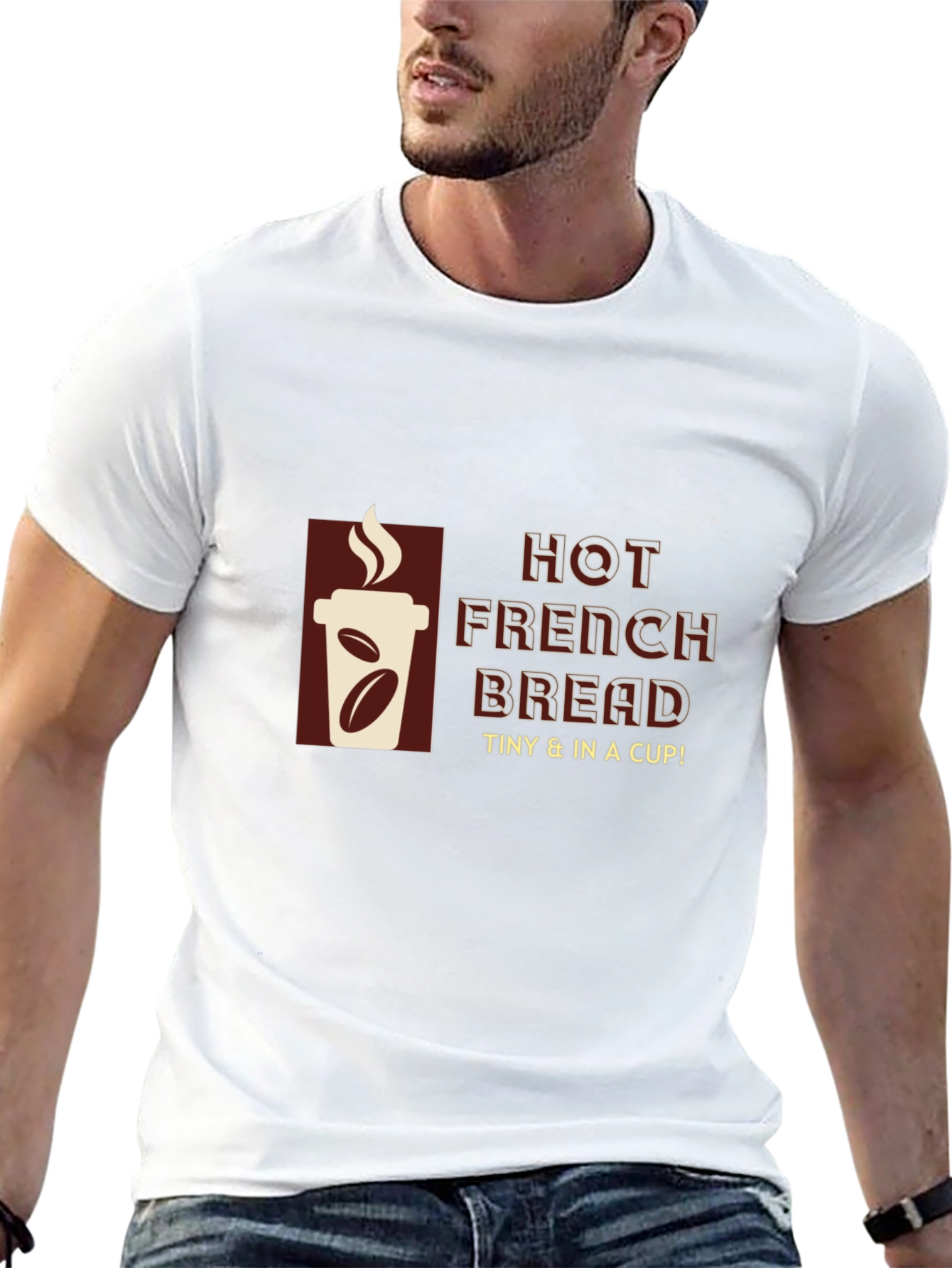 Hot French Bread T-Shirt - Coffee Cup Design