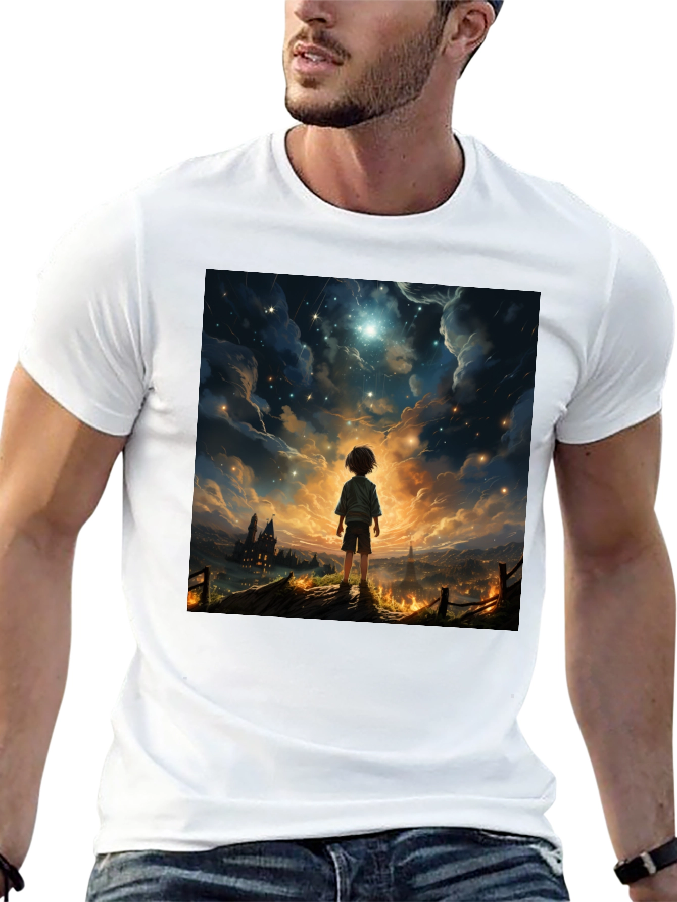 Stargazer Graphic Tee - Dreamy Night Scene