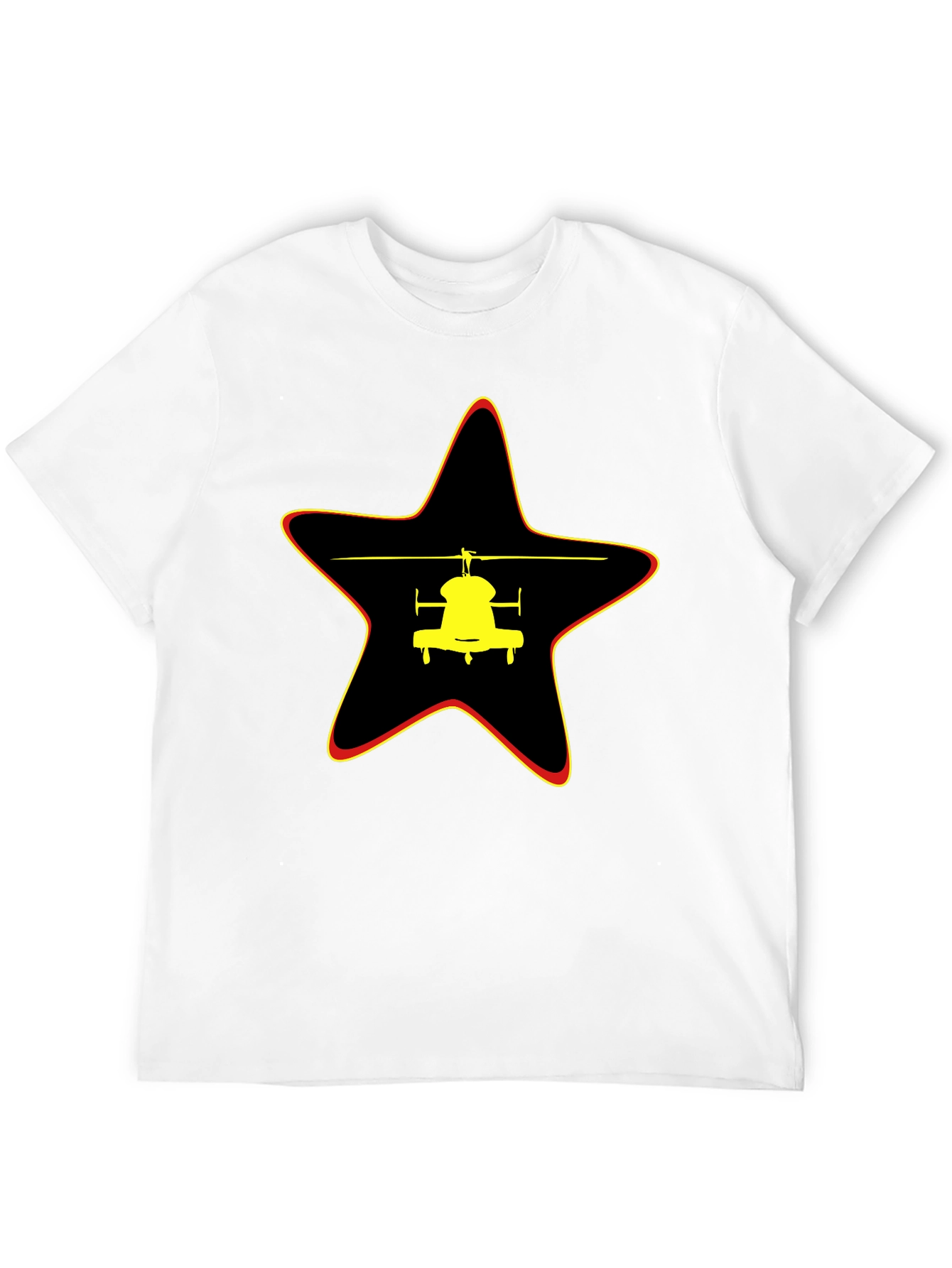 Helicopter Star Graphic Black T-Shirt