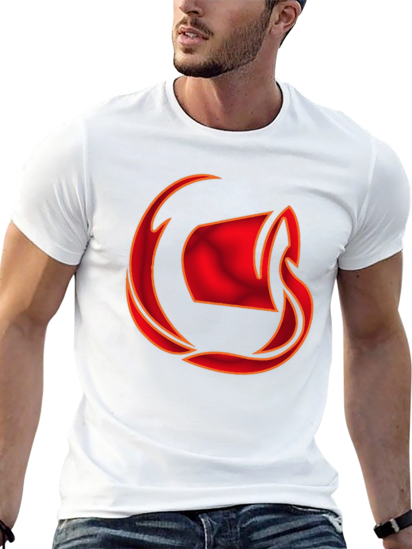 Mens Black T-Shirt with Red Graphic Design