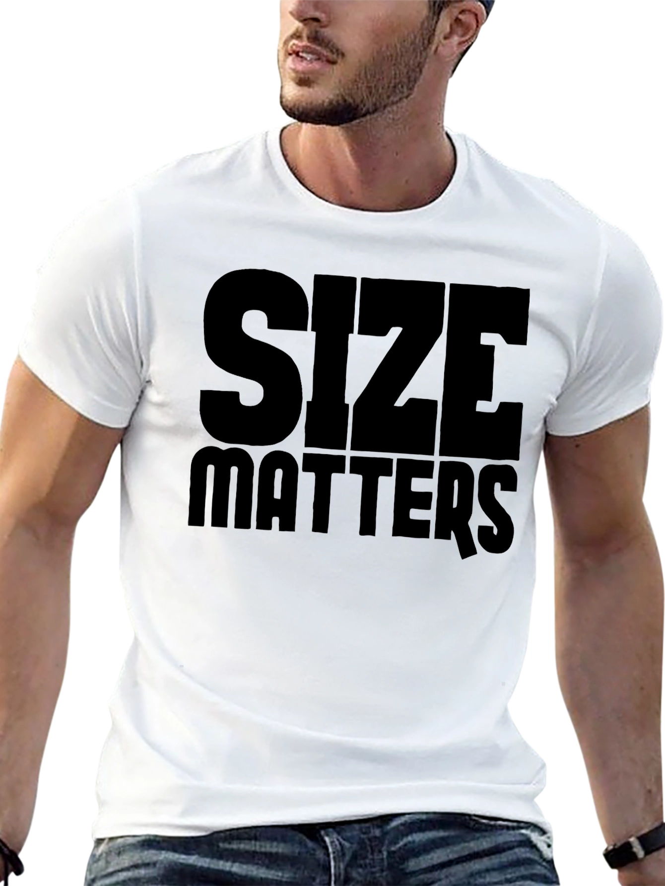 Size Matters Black Graphic T-Shirt Mens