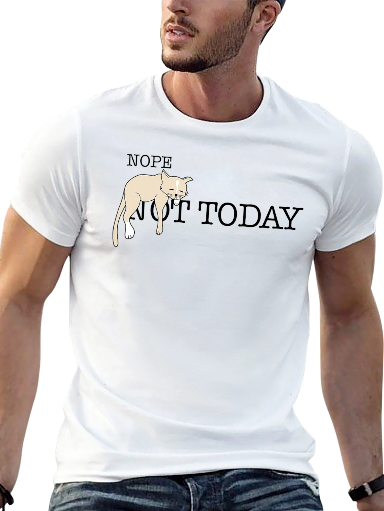 Nope Not Today Graphic Tee - Funny Cat T-Shirt