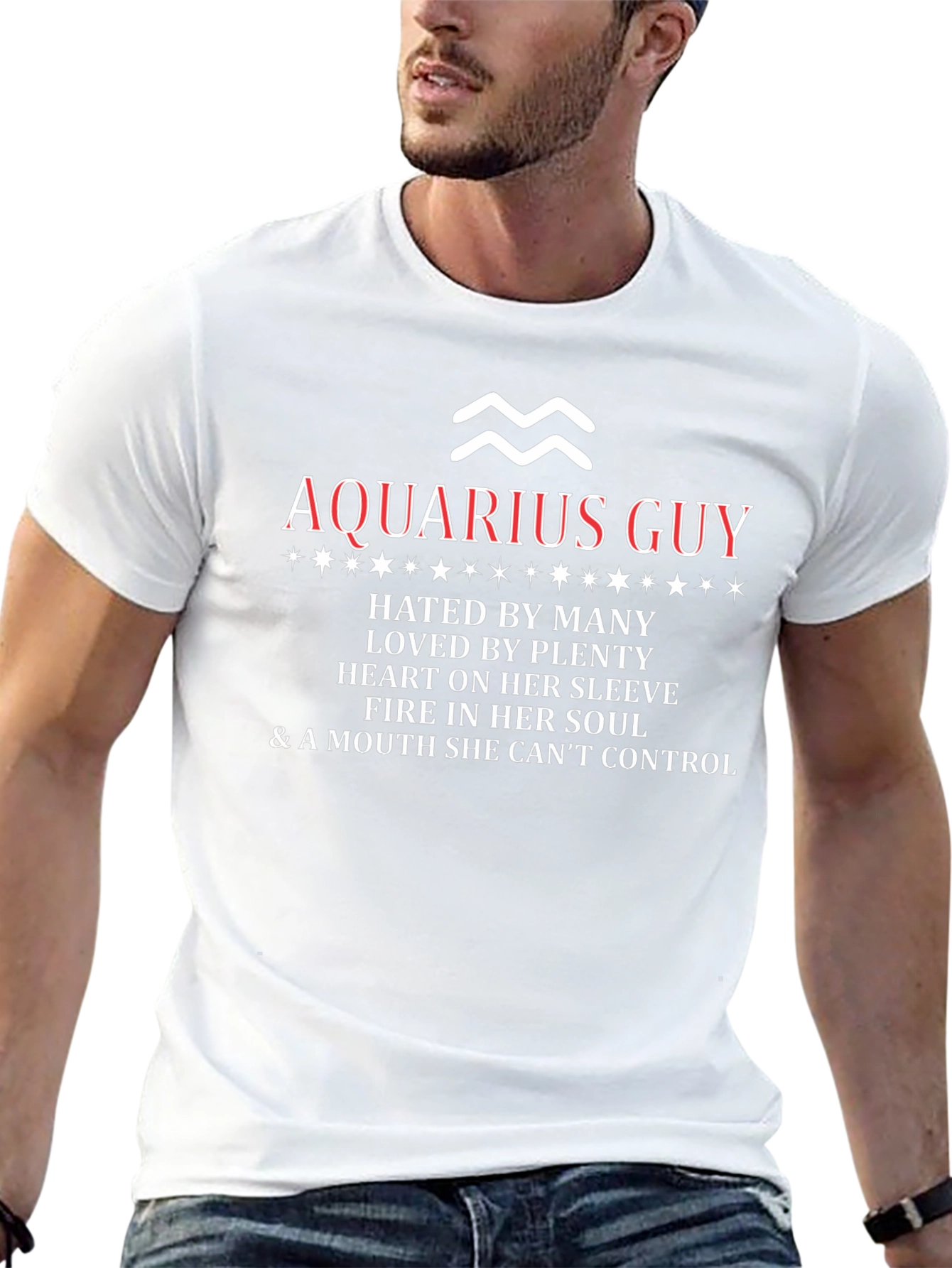 Aquarius Guy Graphic Tee - Zodiac Astrology T-Shirt