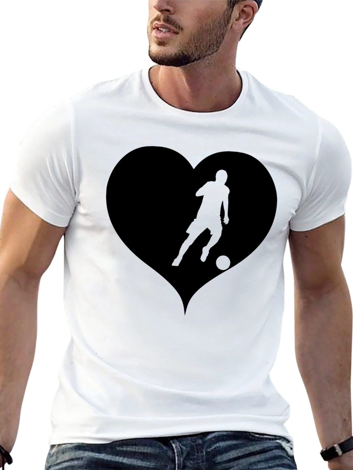 Soccer Love Mens Black Graphic Tee