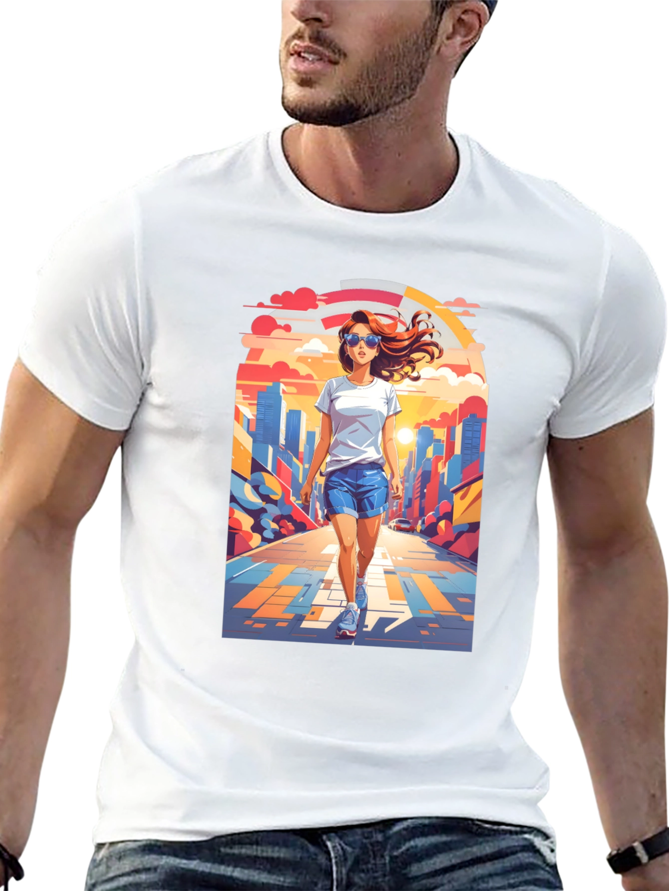 Trendy Graphic Tee: Walk in the City