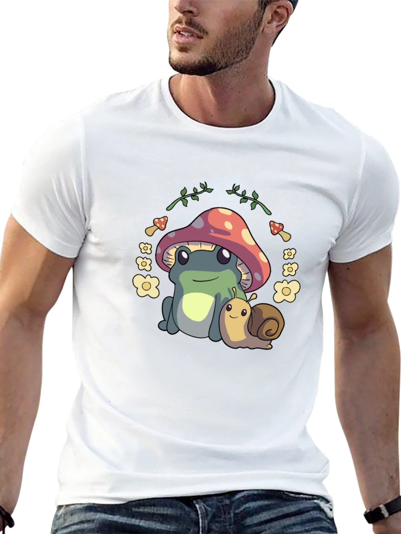 Cute Frog & Snail Mushroom T-Shirt - Unique Design