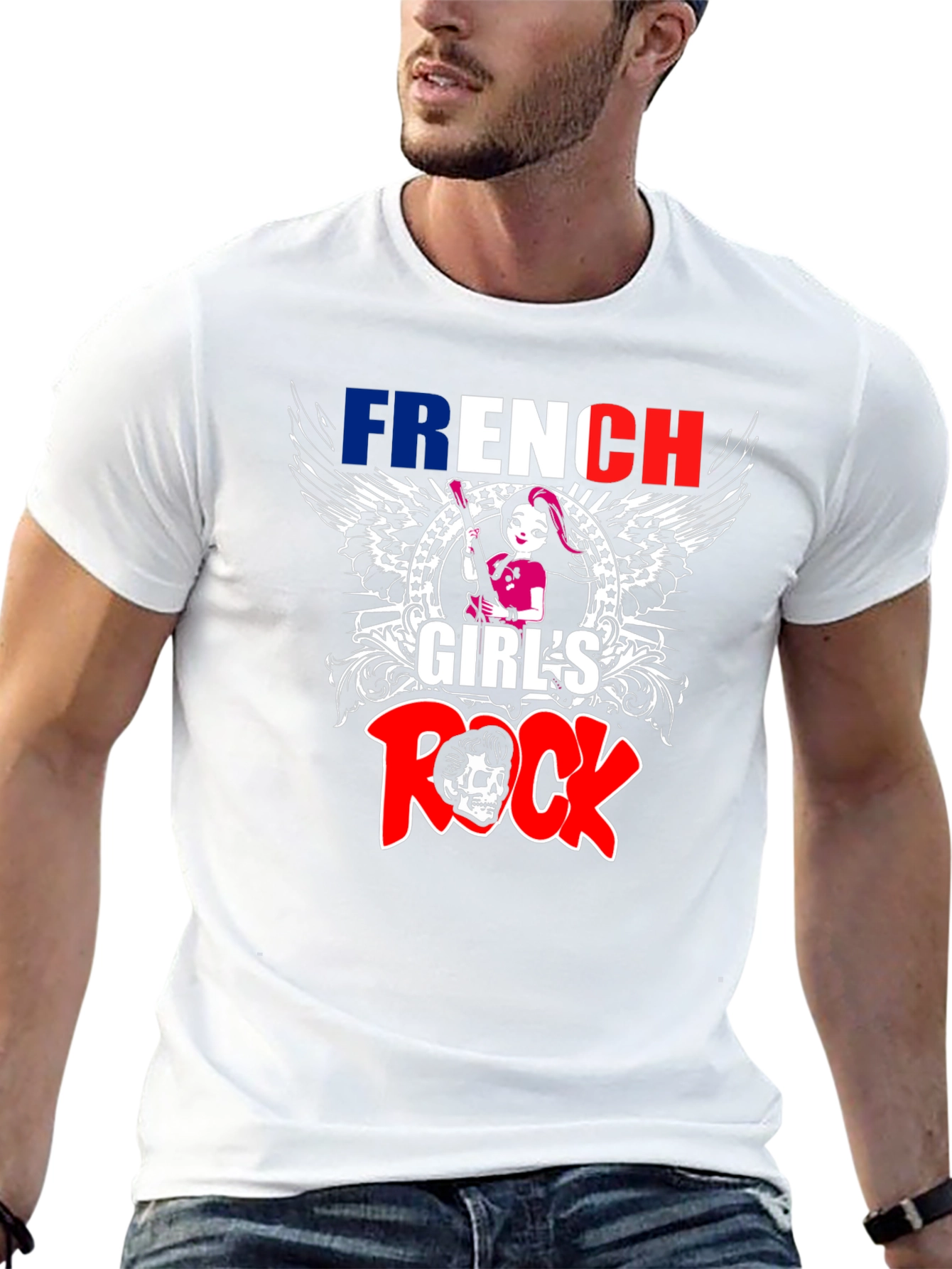 French Girls Rock T-Shirt - Skull Graphic Tee