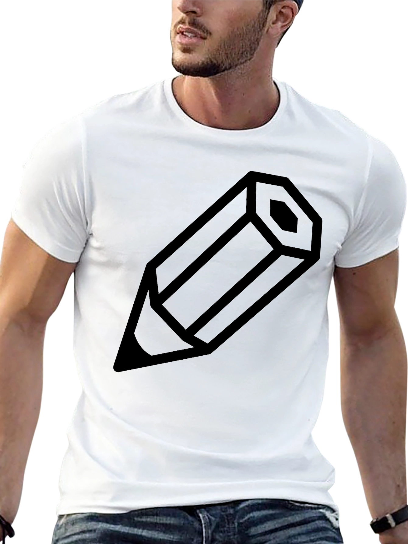 Pencil Graphic Tee - Minimalist Design