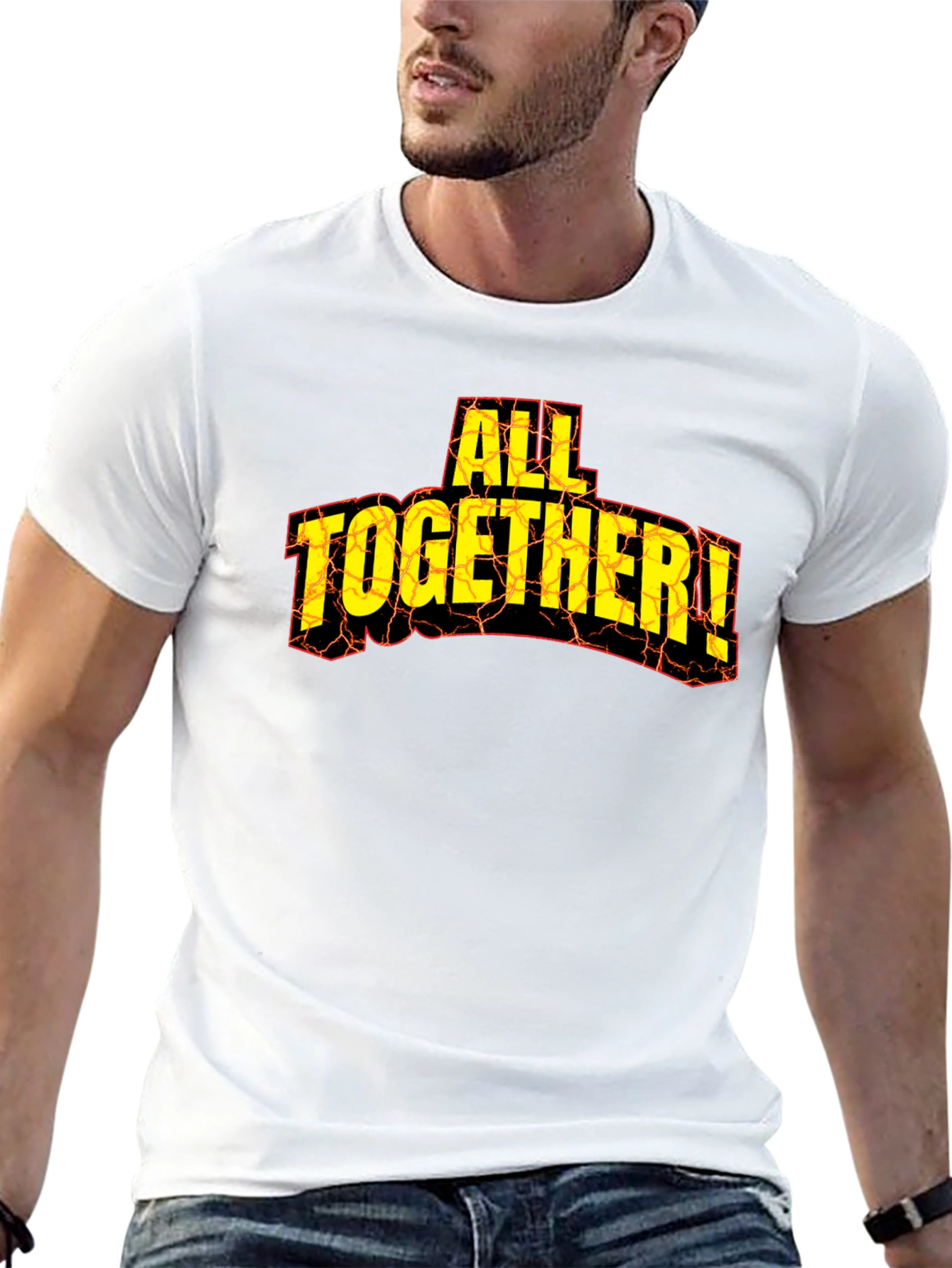 All Together! Graphic Print Tee - Black Cotton T-Shirt