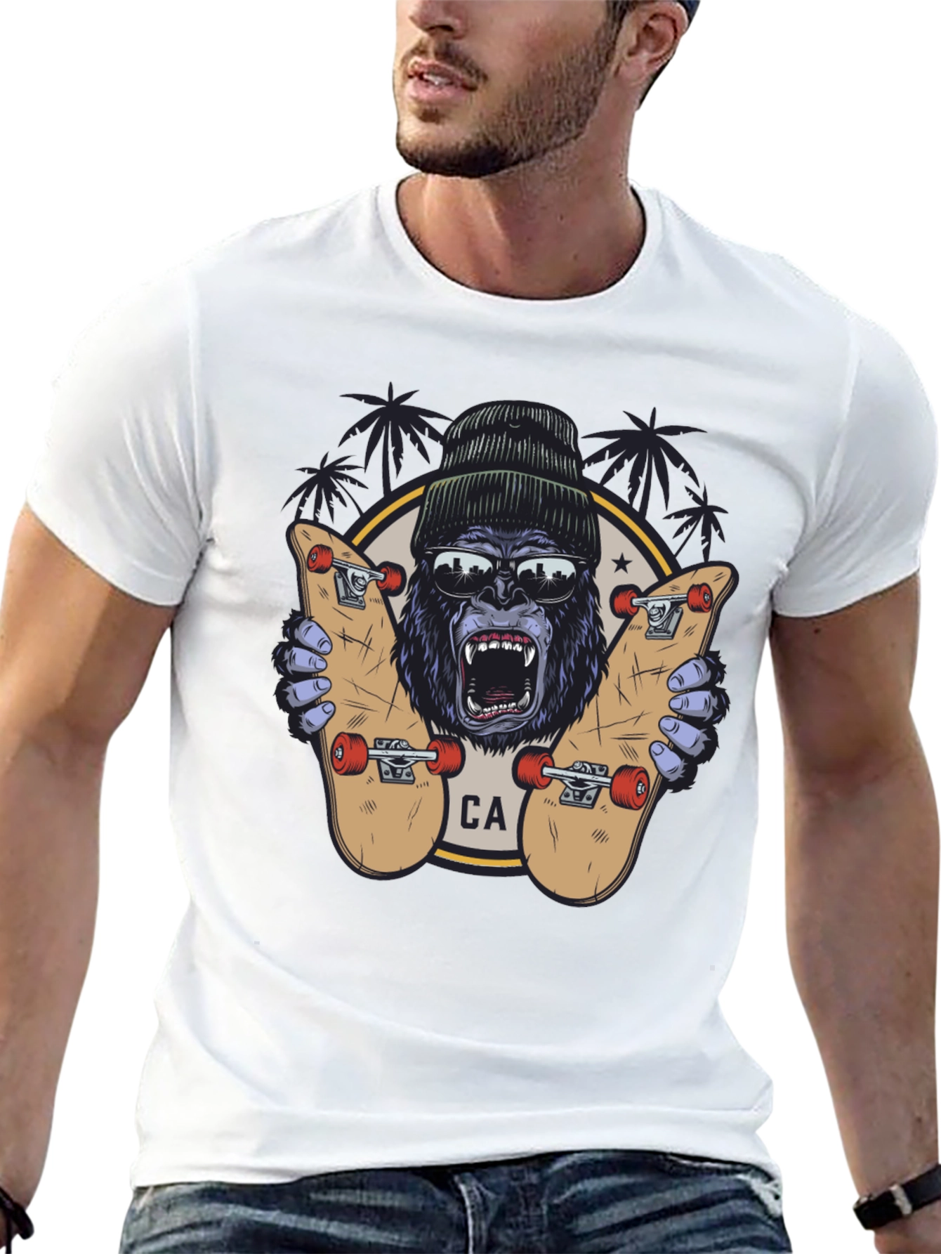 Skater Gorilla Graphic Tee - California Style