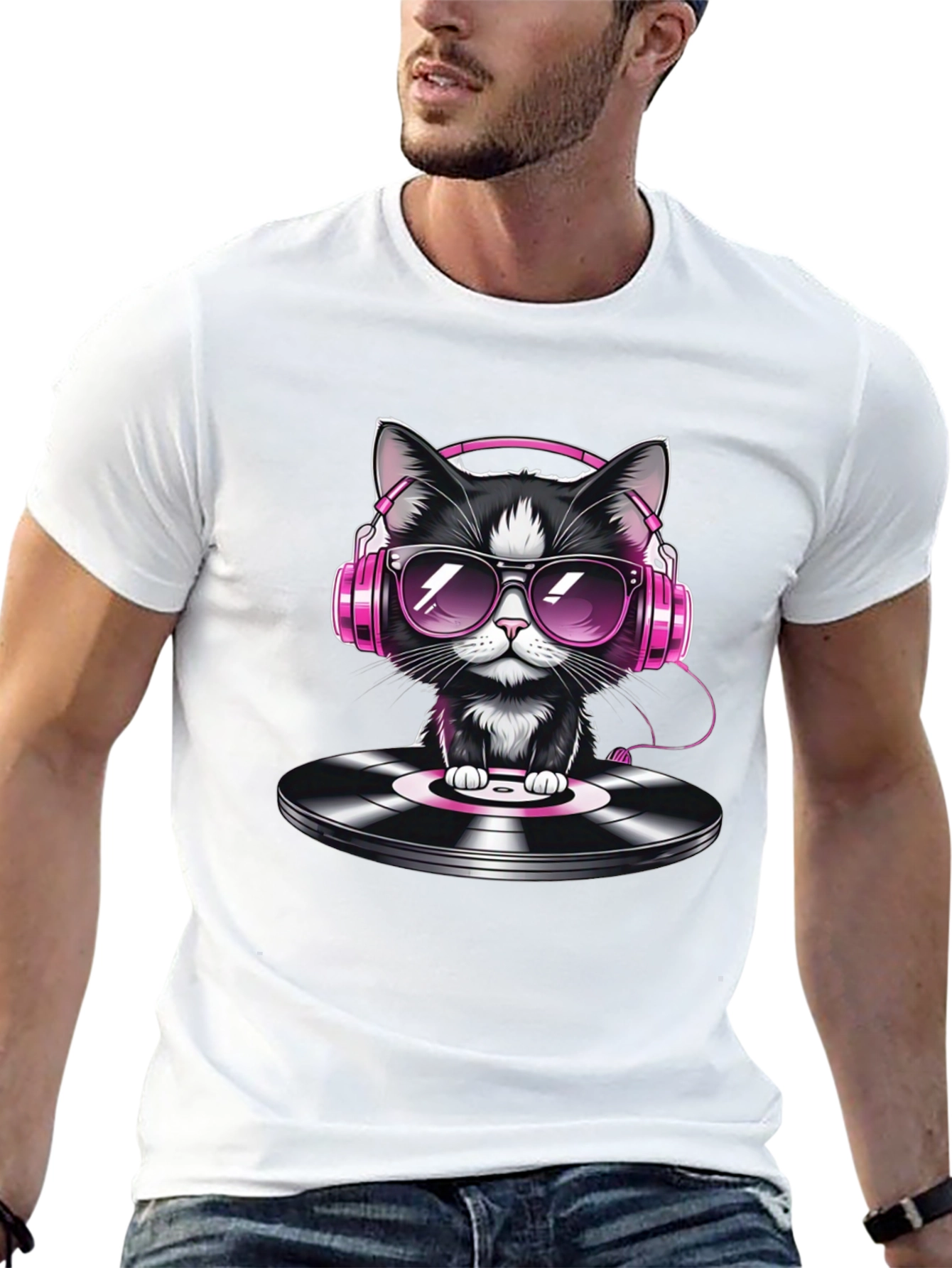 DJ Cat T-Shirt - Cool Cat on Vinyl