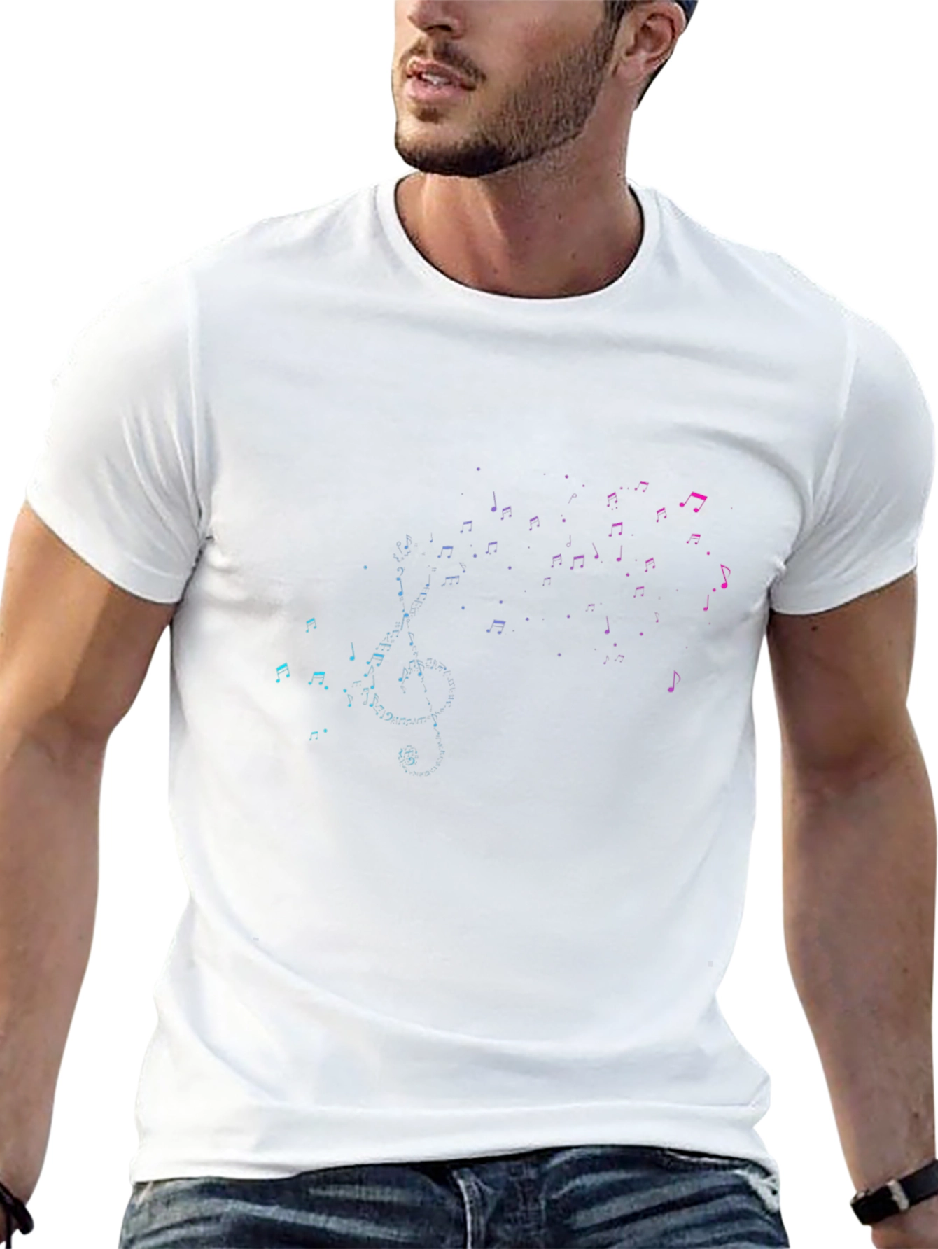 Musical Notes T-Shirt - Stylish Gradient Design