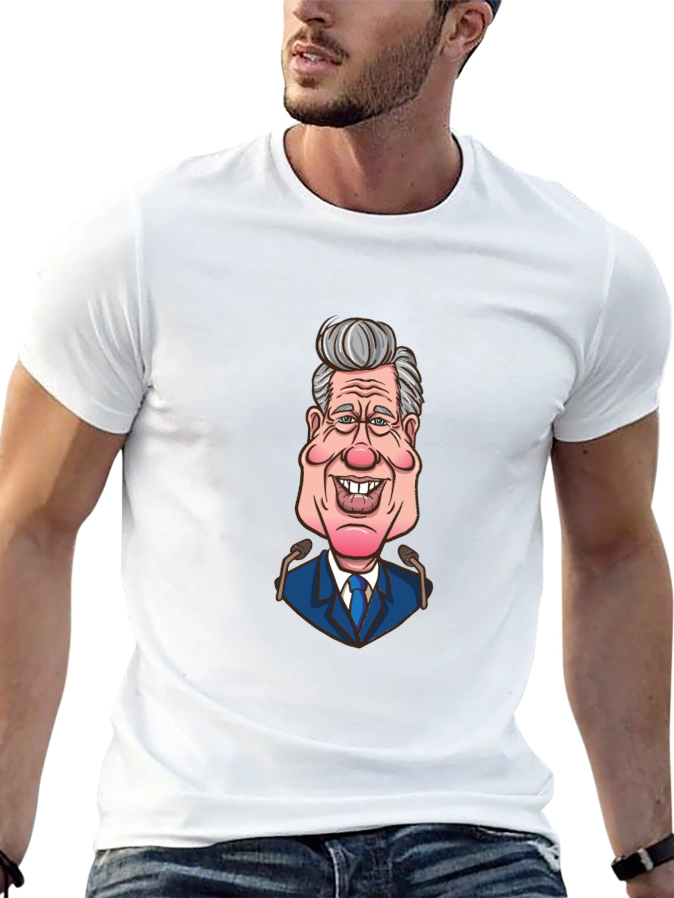 Caricature Graphic Print Black Cotton T-Shirt