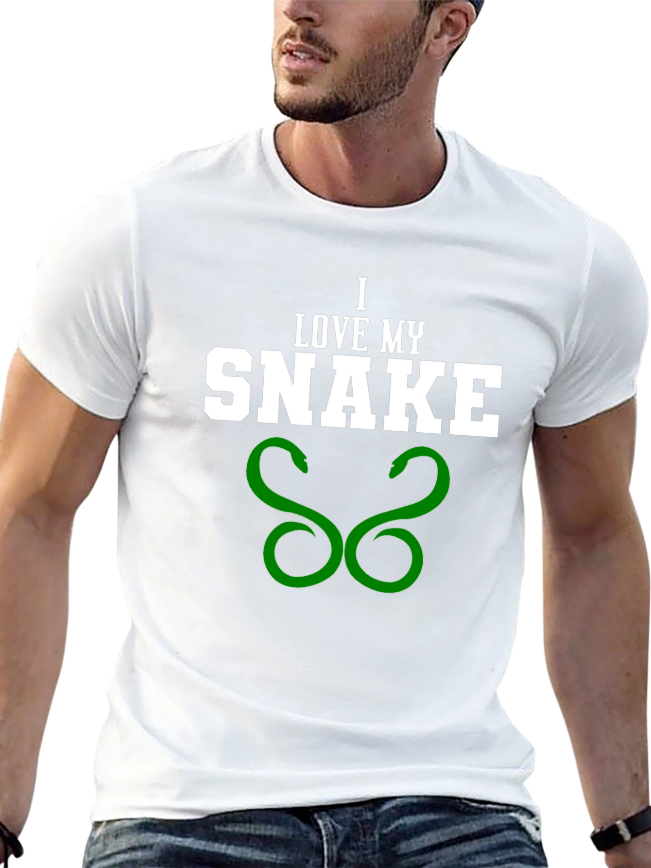 I Love My Snake Graphic T-Shirt - Black