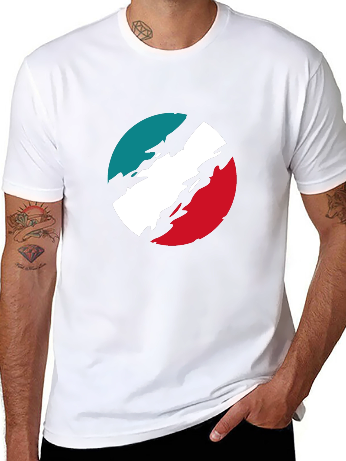 Graphic Tee: Retro Circle Design - Black Cotton T-Shirt